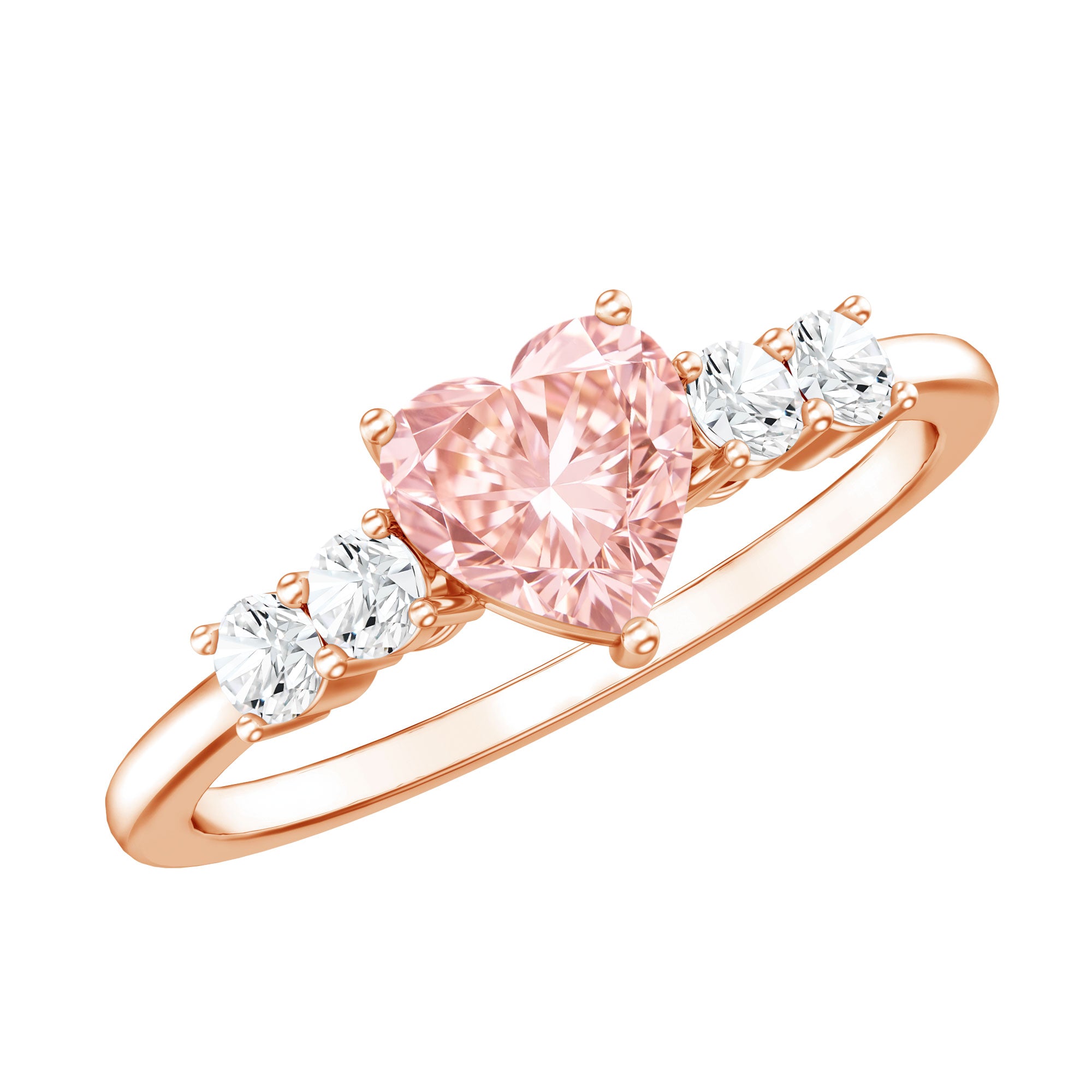 IGI Certified 1 Carat Lab Grown Pink and White Diamond Heart Promise Ring for Her E-VS1 - Rosec Jewels