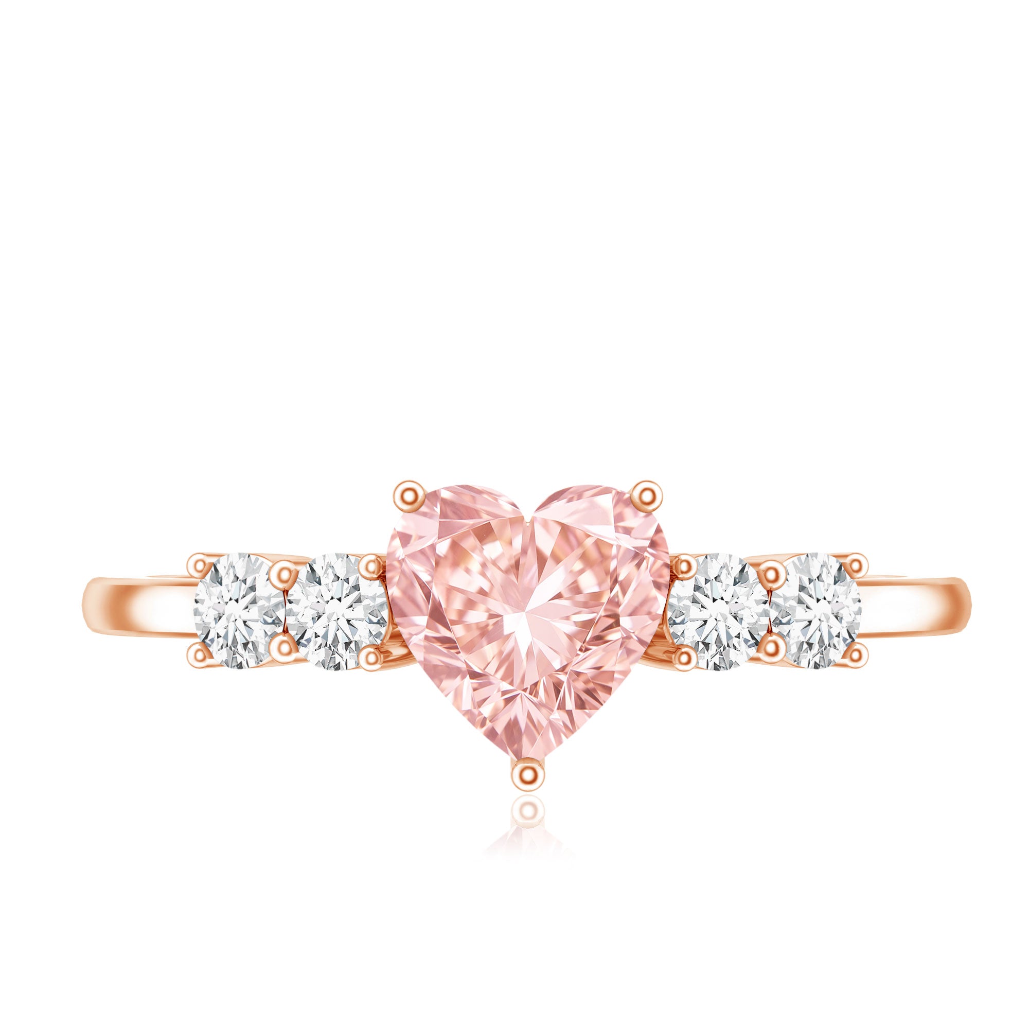 IGI Certified 1 Carat Lab Grown Pink and White Diamond Heart Promise Ring for Her E-VS1 - Rosec Jewels