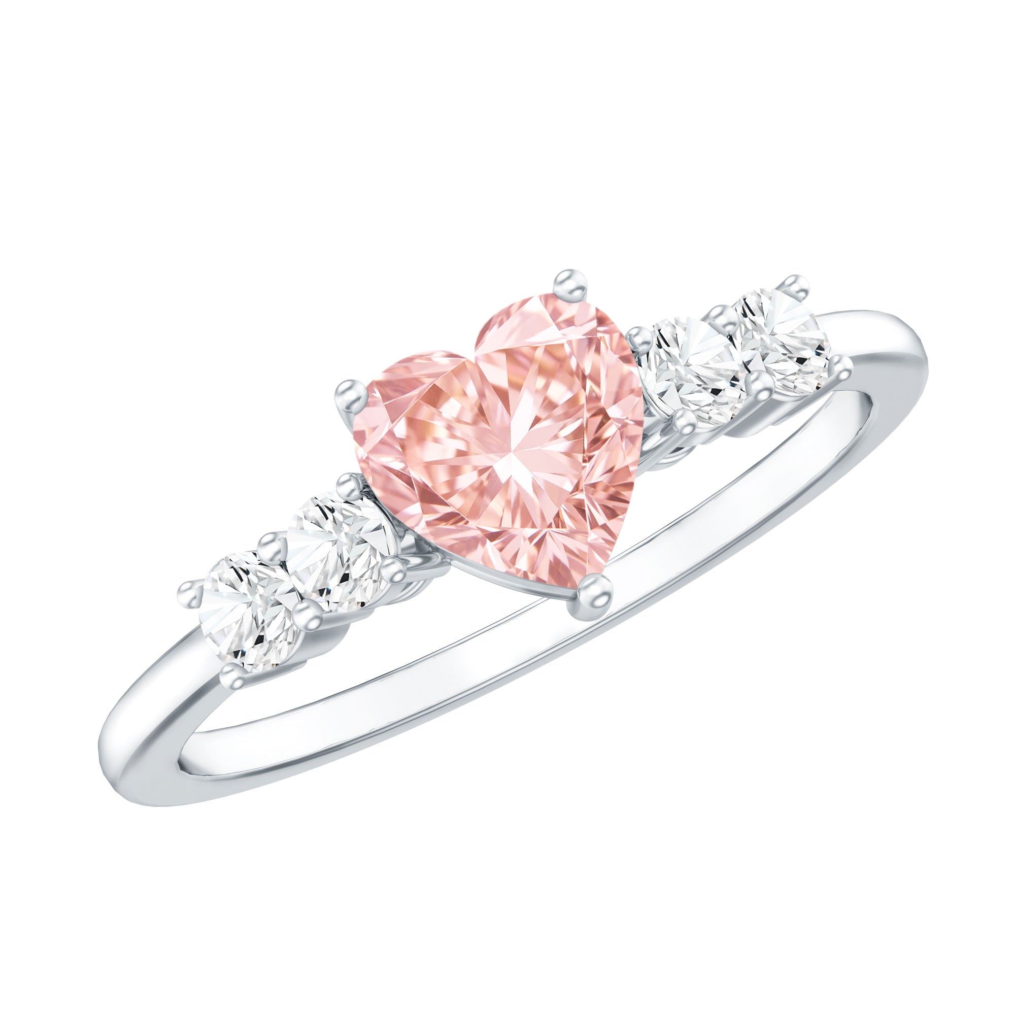 IGI Certified 1 Carat Lab Grown Pink and White Diamond Heart Promise Ring for Her E-VS1 - Rosec Jewels