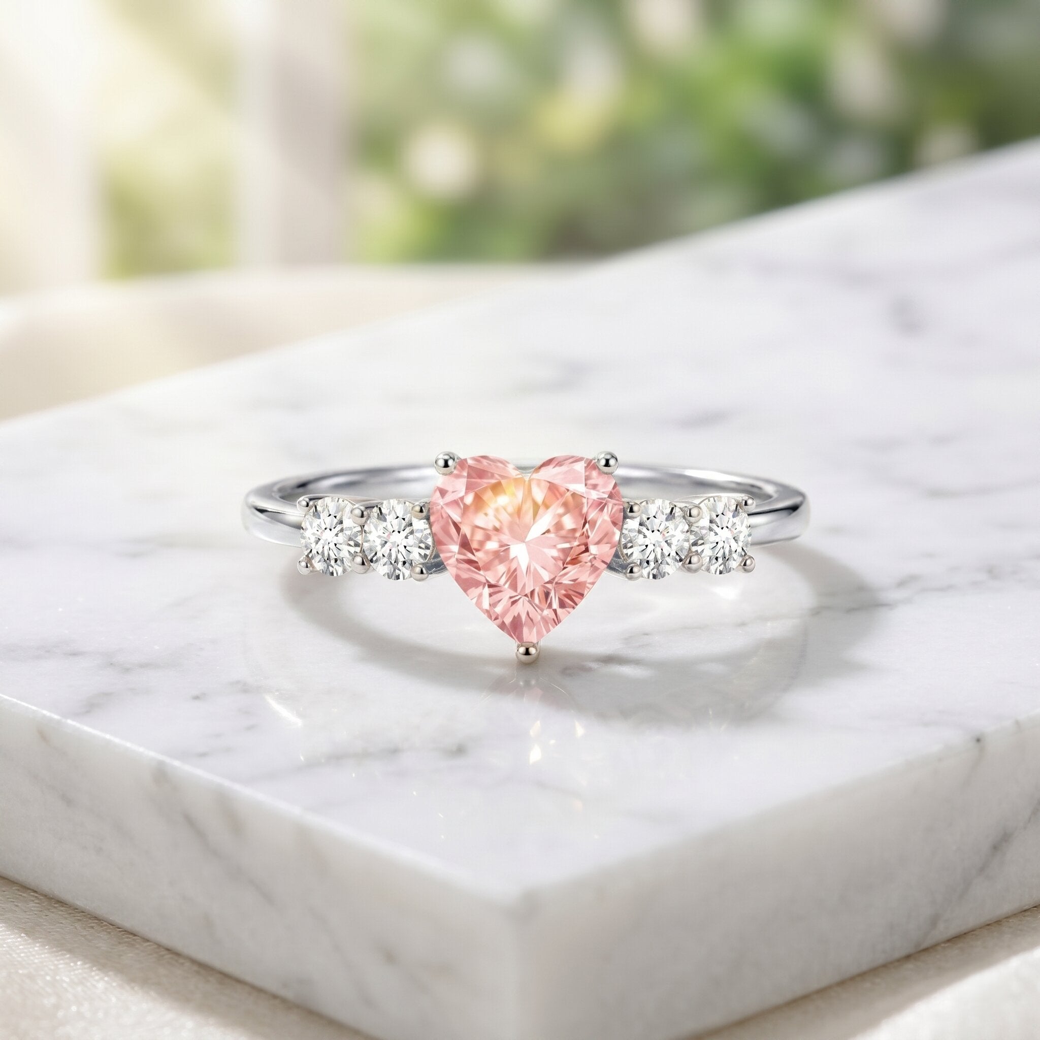 IGI Certified 1 Carat Lab Grown Pink and White Diamond Heart Promise Ring for Her VS1 - Rosec Jewels