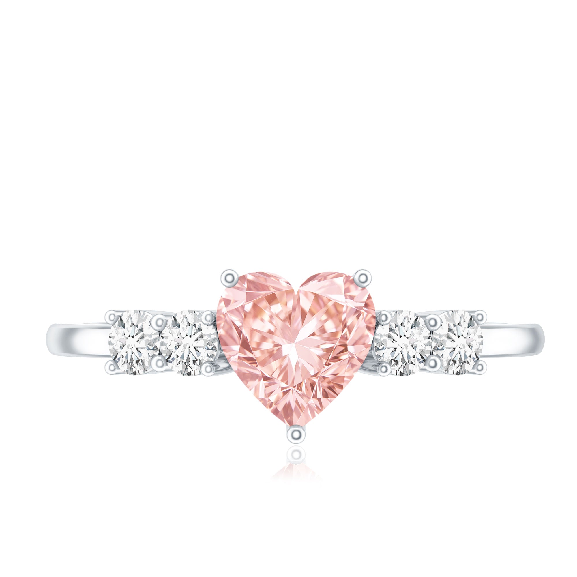 IGI Certified 1 Carat Lab Grown Pink and White Diamond Heart Promise Ring for Her E-VS1 - Rosec Jewels