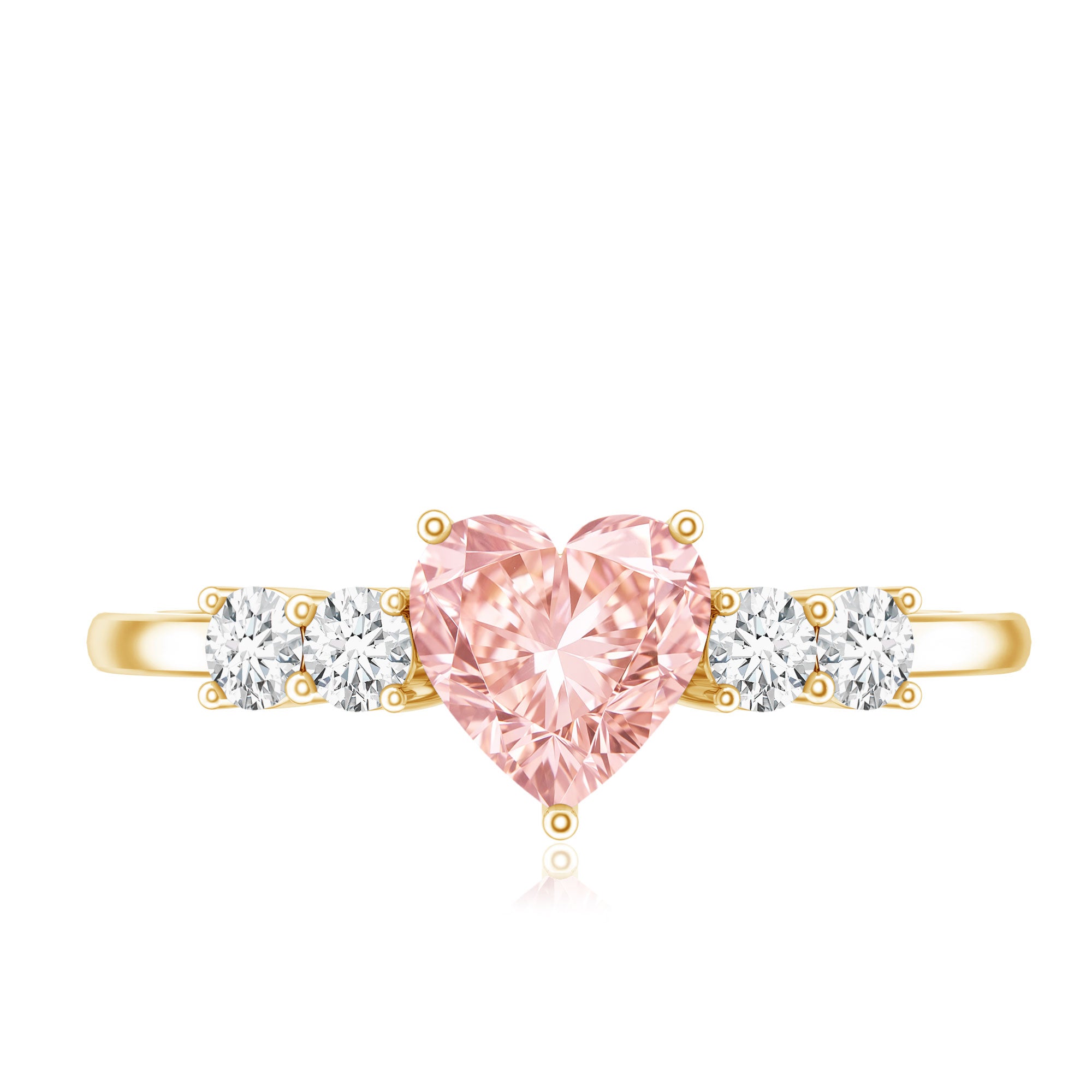 IGI Certified 1 Carat Lab Grown Pink and White Diamond Heart Promise Ring for Her E-VS1 - Rosec Jewels
