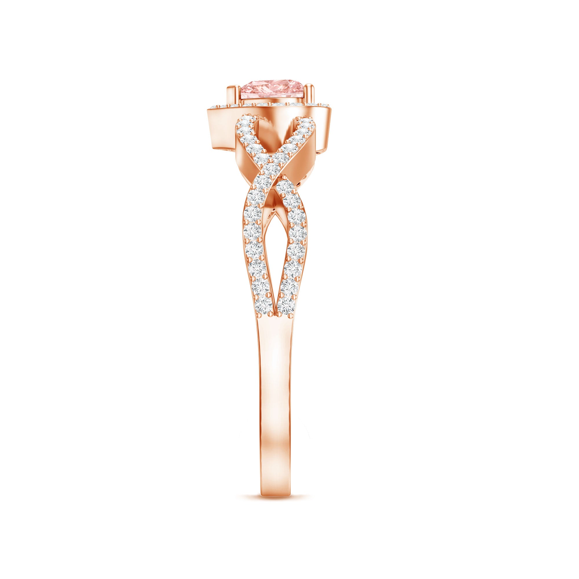 IGI Certified 1 Carat Lab Grown Pink and White Diamond Classic Engagement Ring Fancy Pink - VS1 - Rosec Jewels