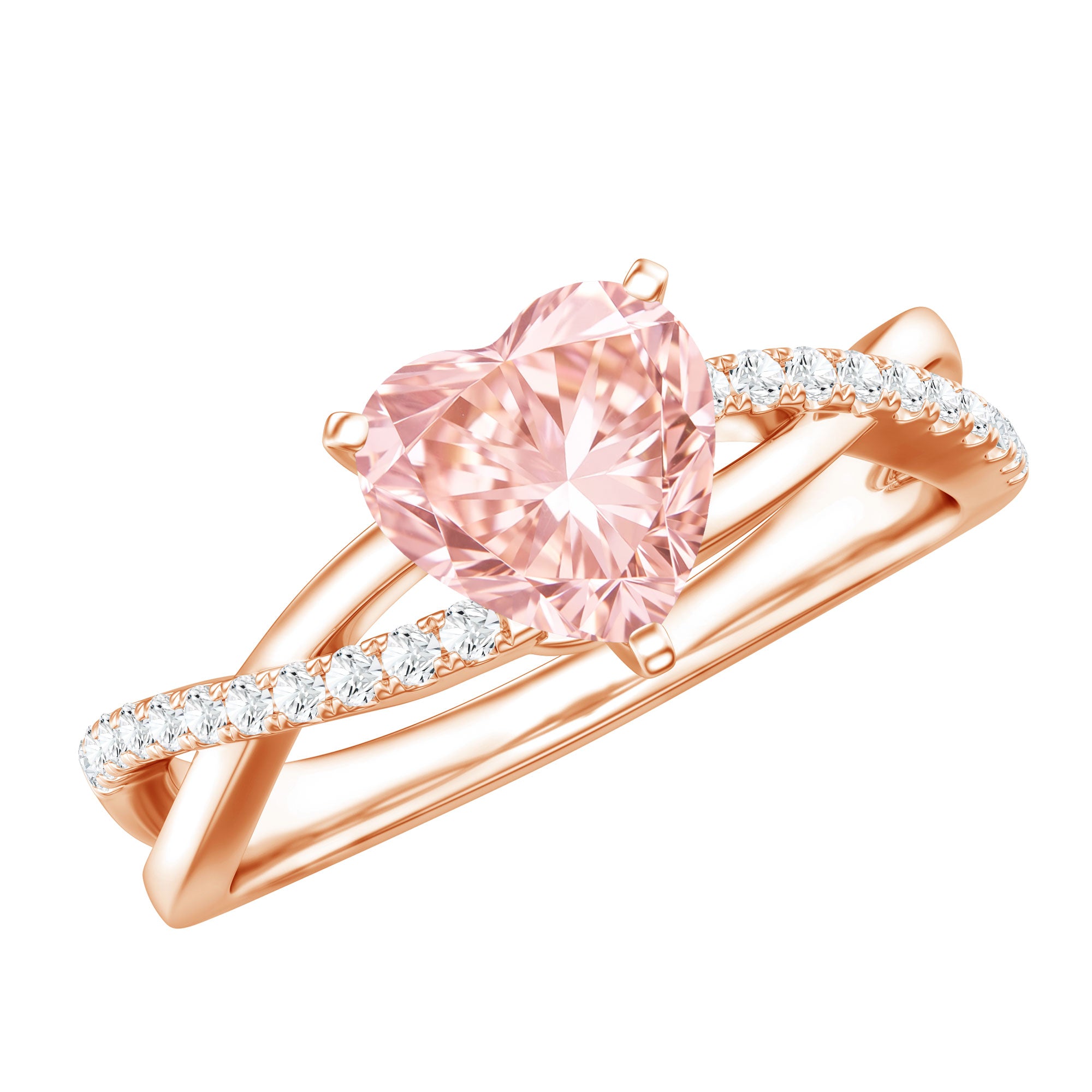 IGI Certified 1 CT Solitaire Lab Grown Pink Diamond Heart Engagement Ring E-VS1 - Rosec Jewels