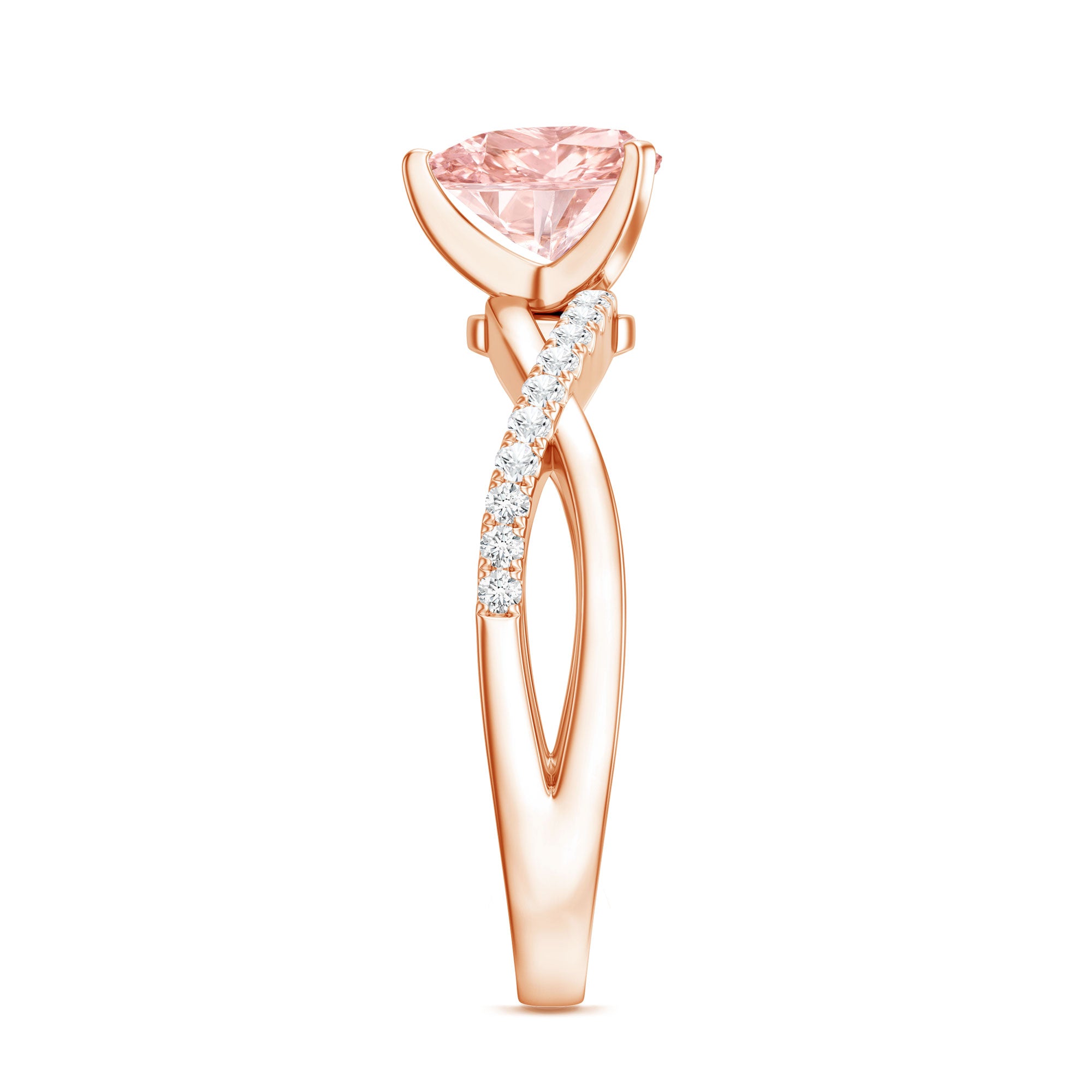 IGI Certified 1 CT Solitaire Lab Grown Pink Diamond Heart Engagement Ring E-VS1 - Rosec Jewels