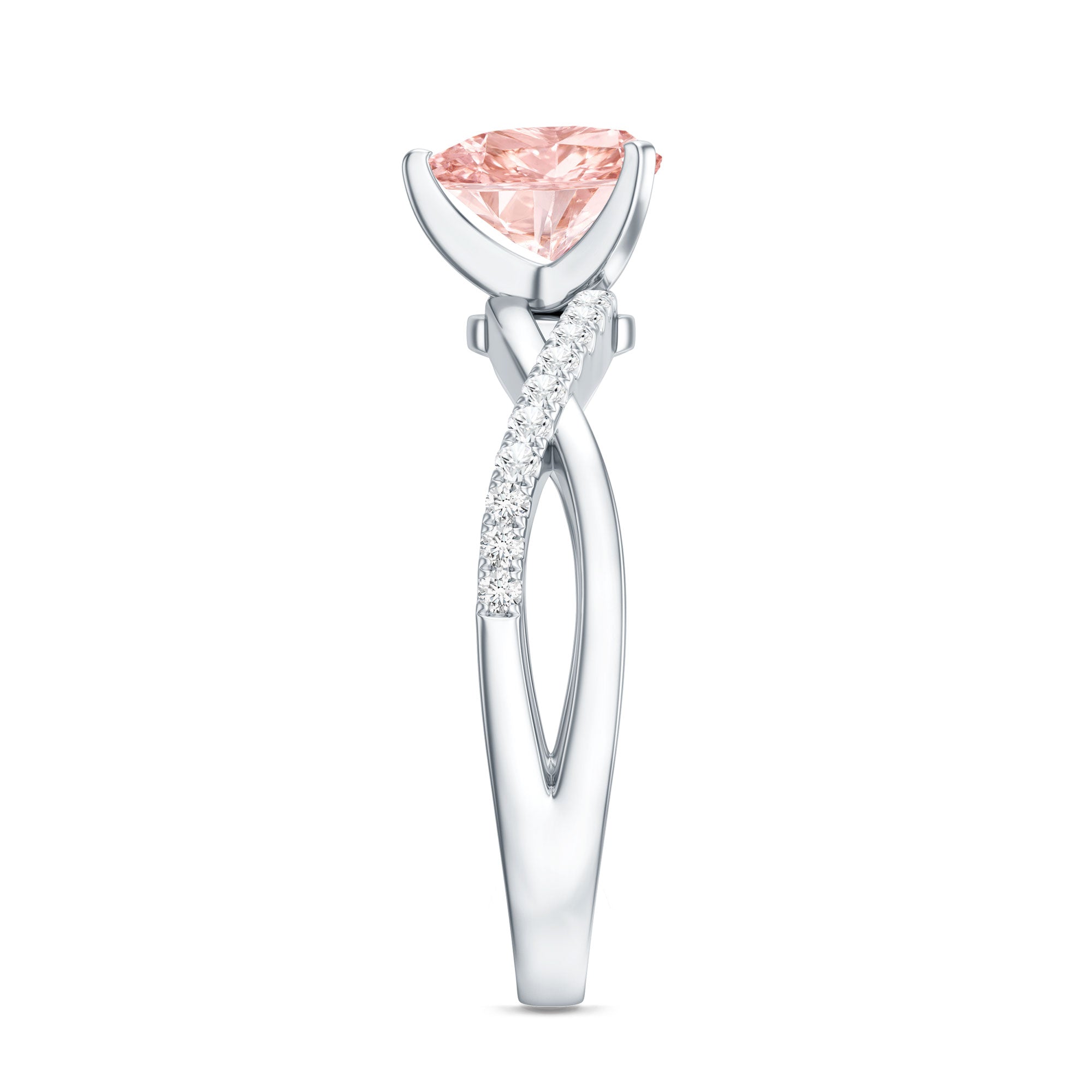 IGI Certified 1 CT Solitaire Lab Grown Pink Diamond Heart Engagement Ring E-VS1 - Rosec Jewels