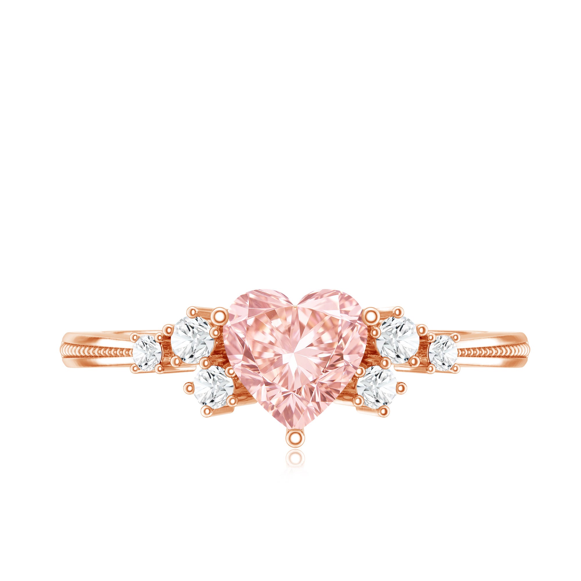 1 CT Lab Grown Pink and White Diamond Heart Engagement Ring IGI Certified Fancy Pink - VS1 - Rosec Jewels