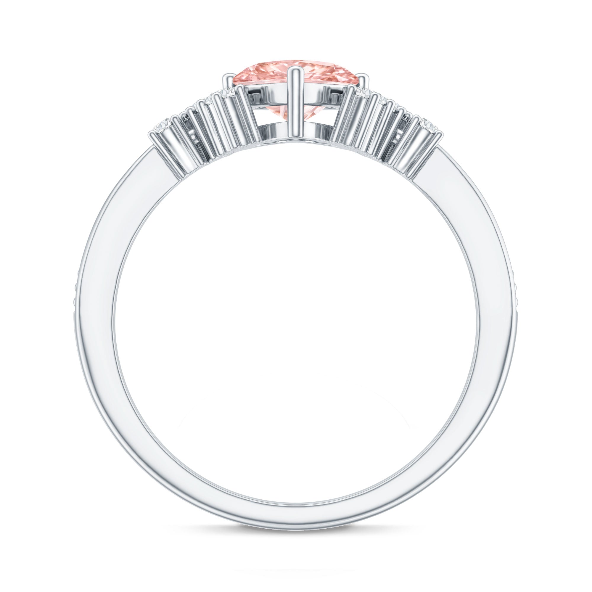 1 CT Lab Grown Pink and White Diamond Heart Engagement Ring IGI Certified Fancy Pink - VS1 - Rosec Jewels