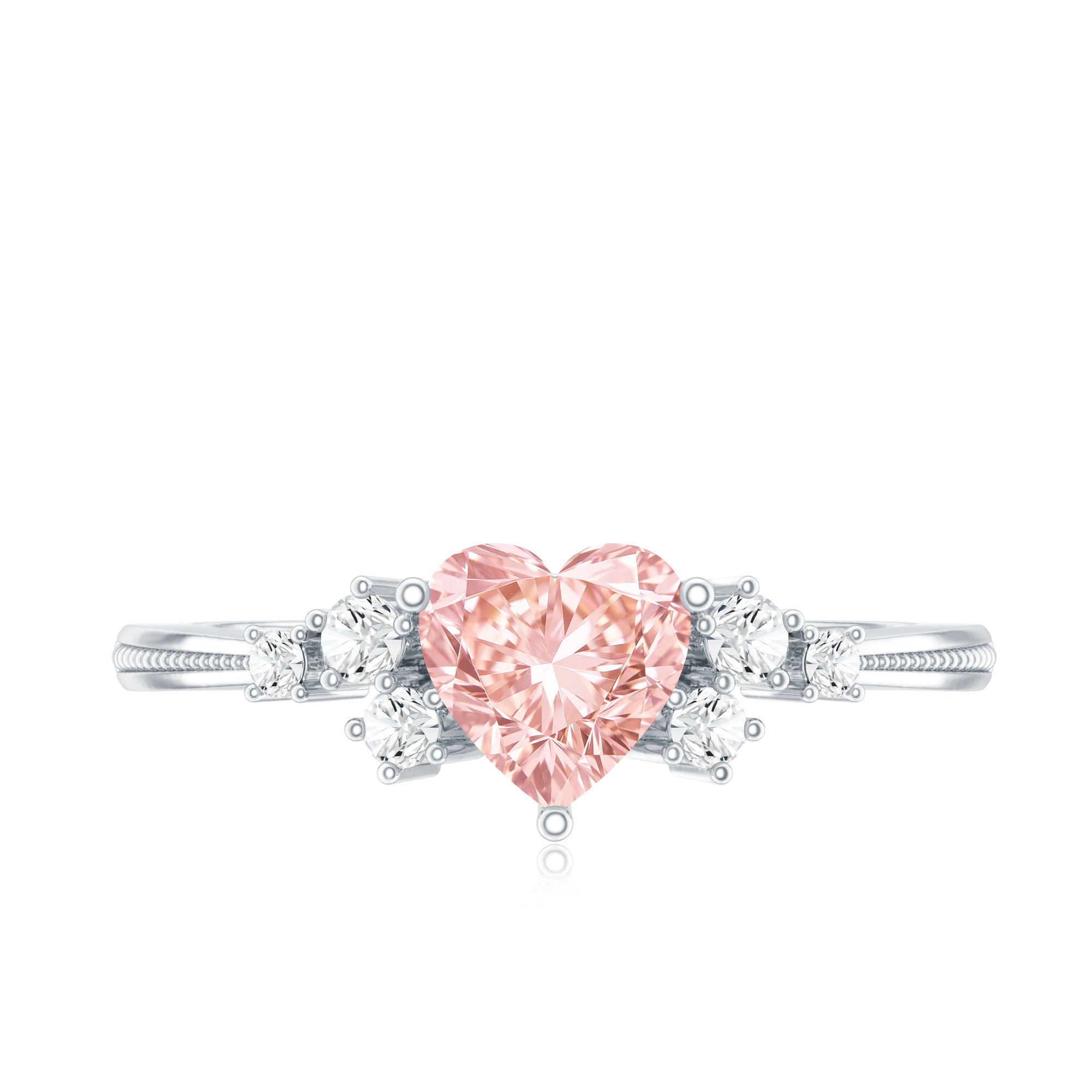 1 CT Lab Grown Pink and White Diamond Heart Engagement Ring IGI Certified E-VS1 - Rosec Jewels