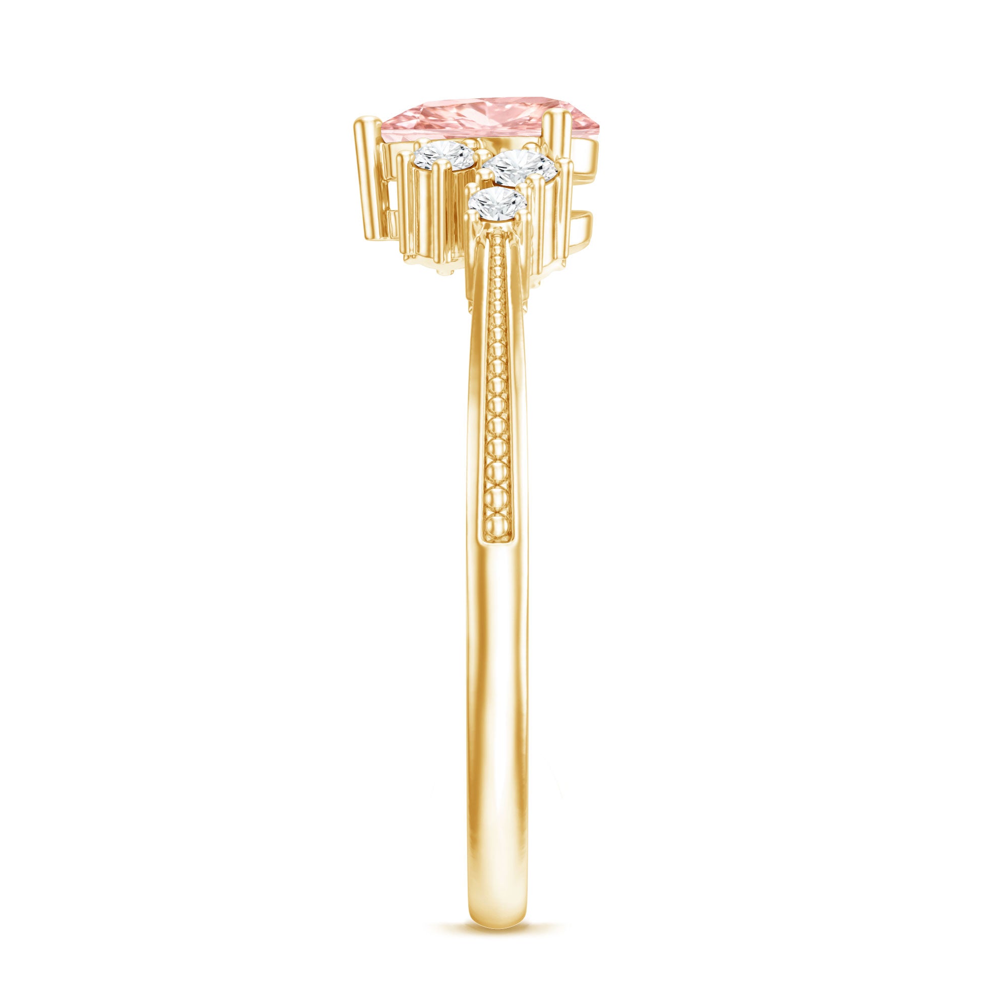 1 CT Lab Grown Pink and White Diamond Heart Engagement Ring IGI Certified Fancy Pink - VS1 - Rosec Jewels