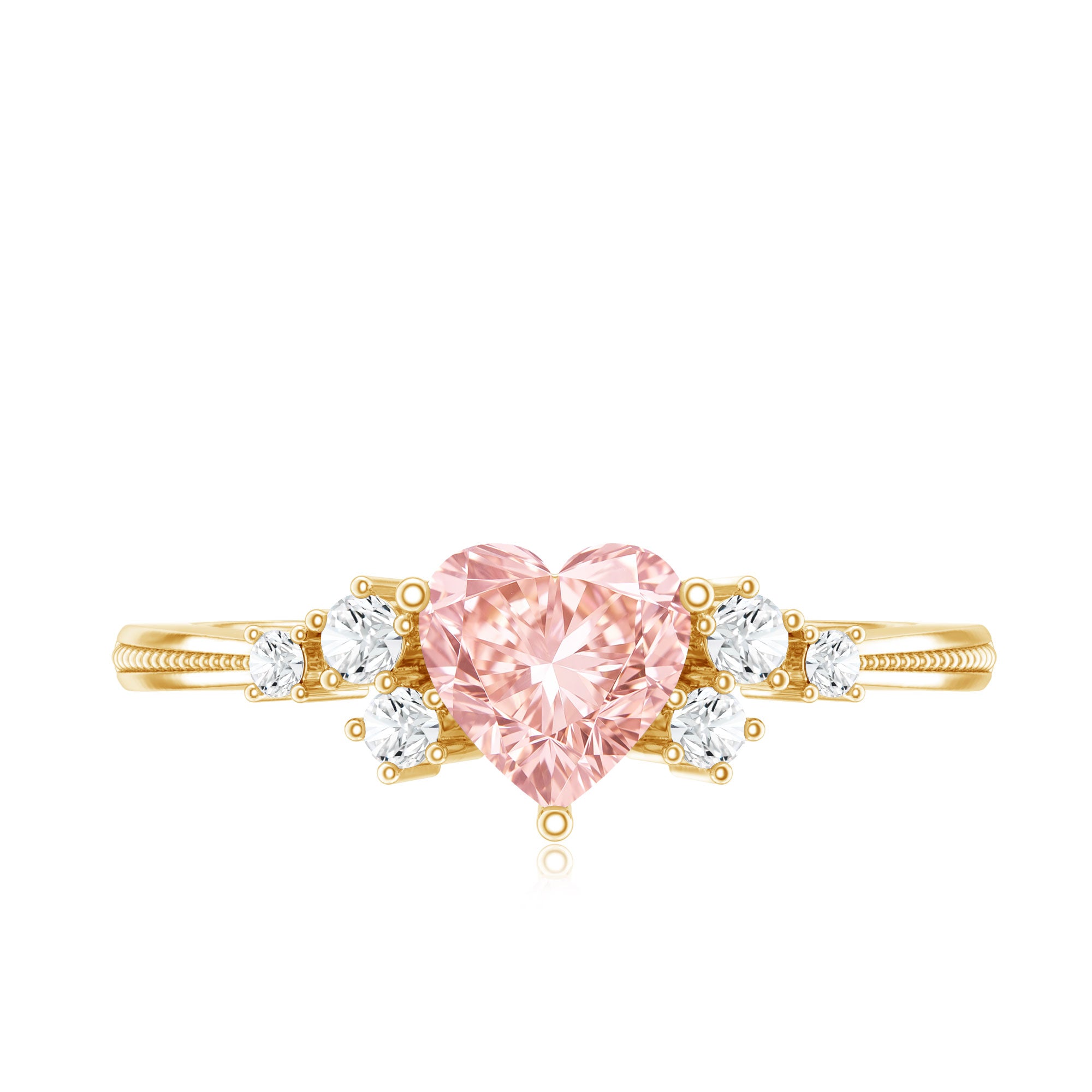 1 CT Lab Grown Pink and White Diamond Heart Engagement Ring IGI Certified Fancy Pink - VS1 - Rosec Jewels