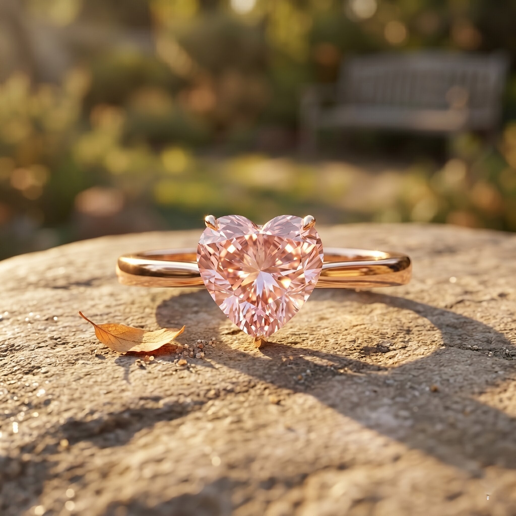 1 CT Lab Grown Pink Diamond Heart Promise Ring with IGI Certificate Fancy Pink - VS1 - Rosec Jewels