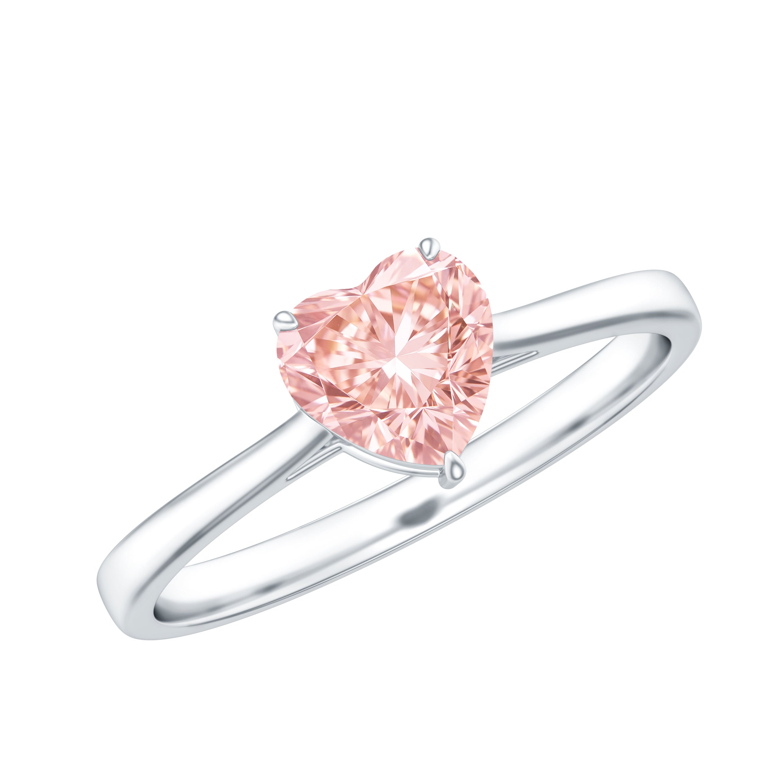 1 CT Lab Grown Pink Diamond Heart Promise Ring with IGI Certificate Fancy Pink - VS1 - Rosec Jewels