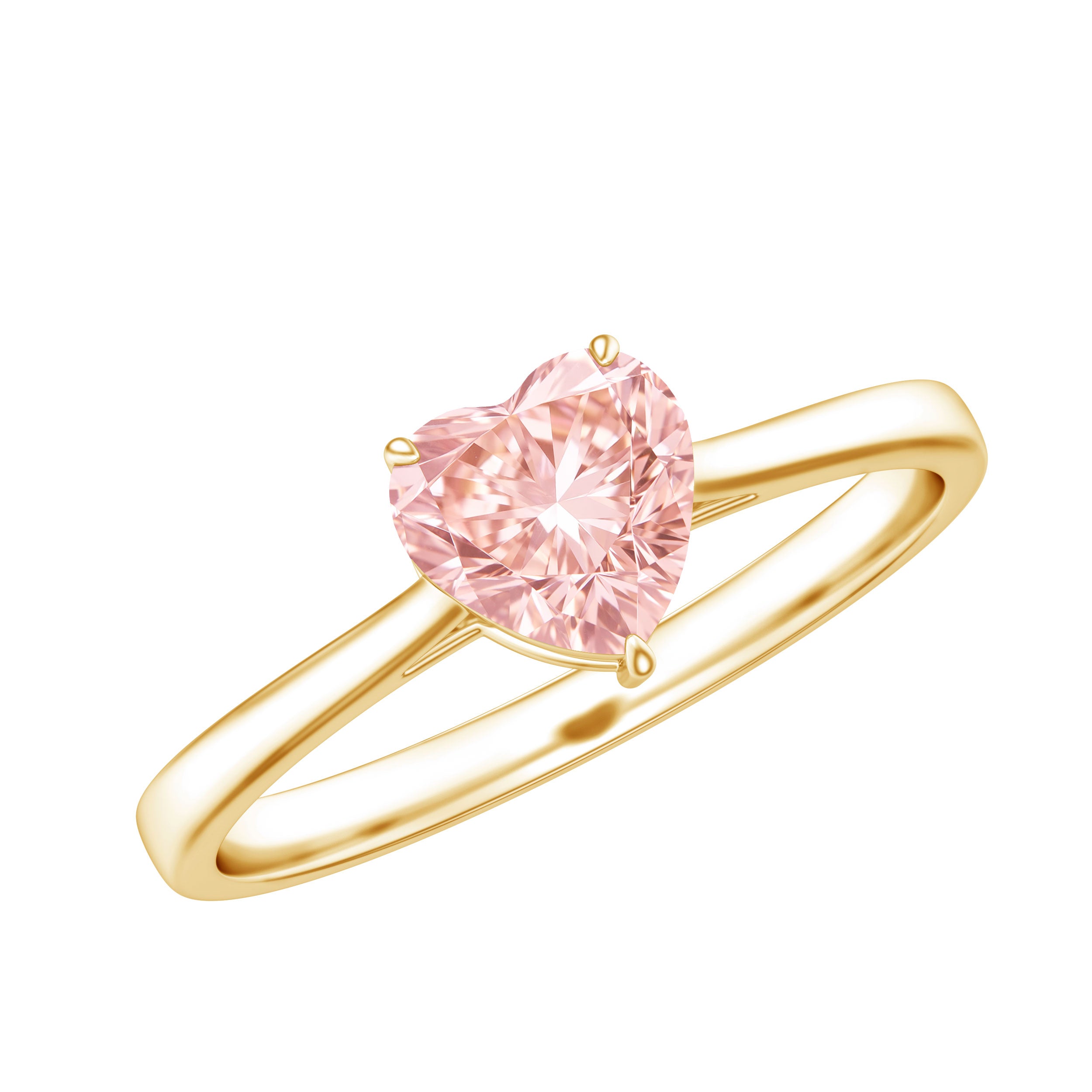 1 CT Lab Grown Pink Diamond Heart Promise Ring with IGI Certificate Fancy Pink - VS1 - Rosec Jewels