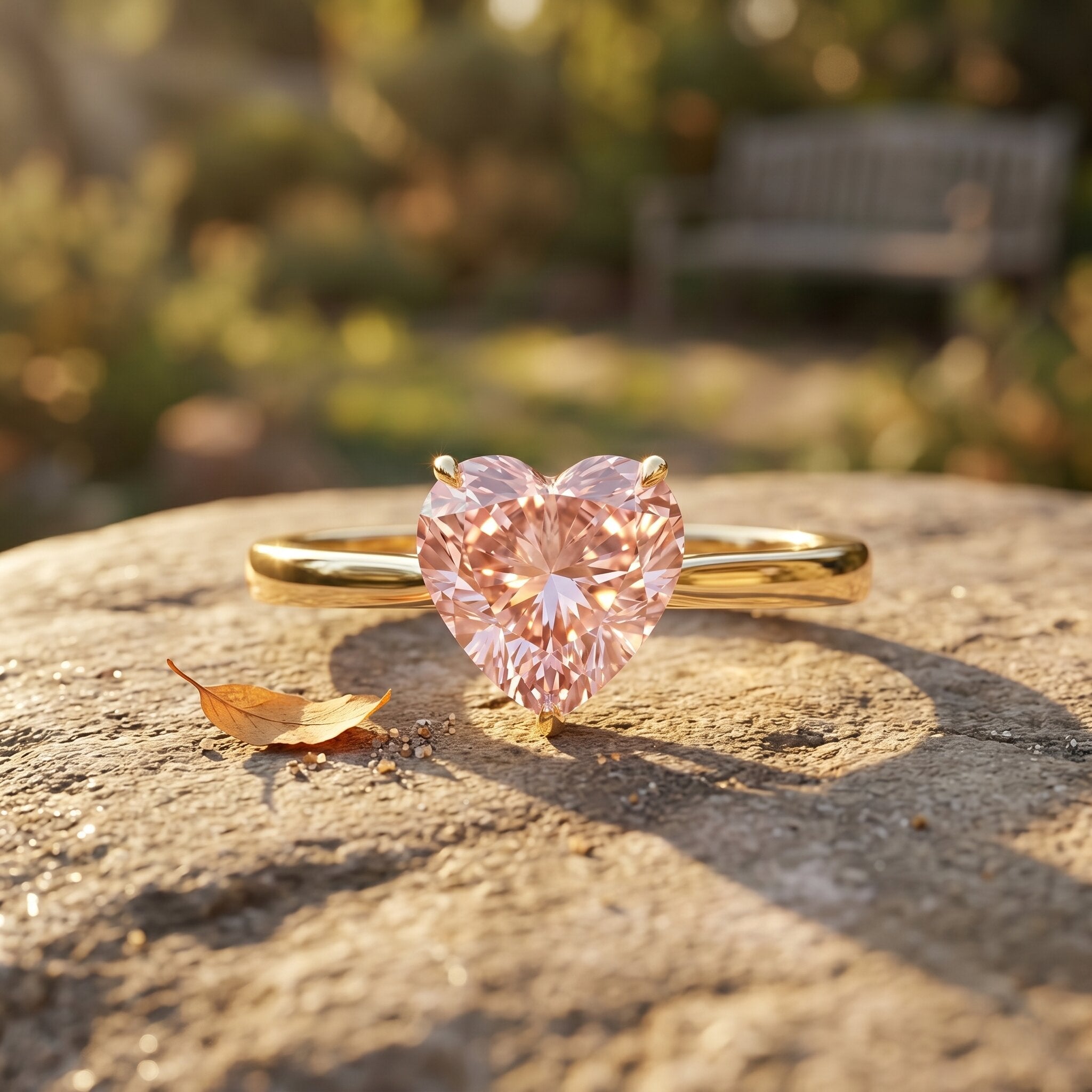1 CT Lab Grown Pink Diamond Heart Promise Ring with IGI Certificate Fancy Pink - VS1 - Rosec Jewels