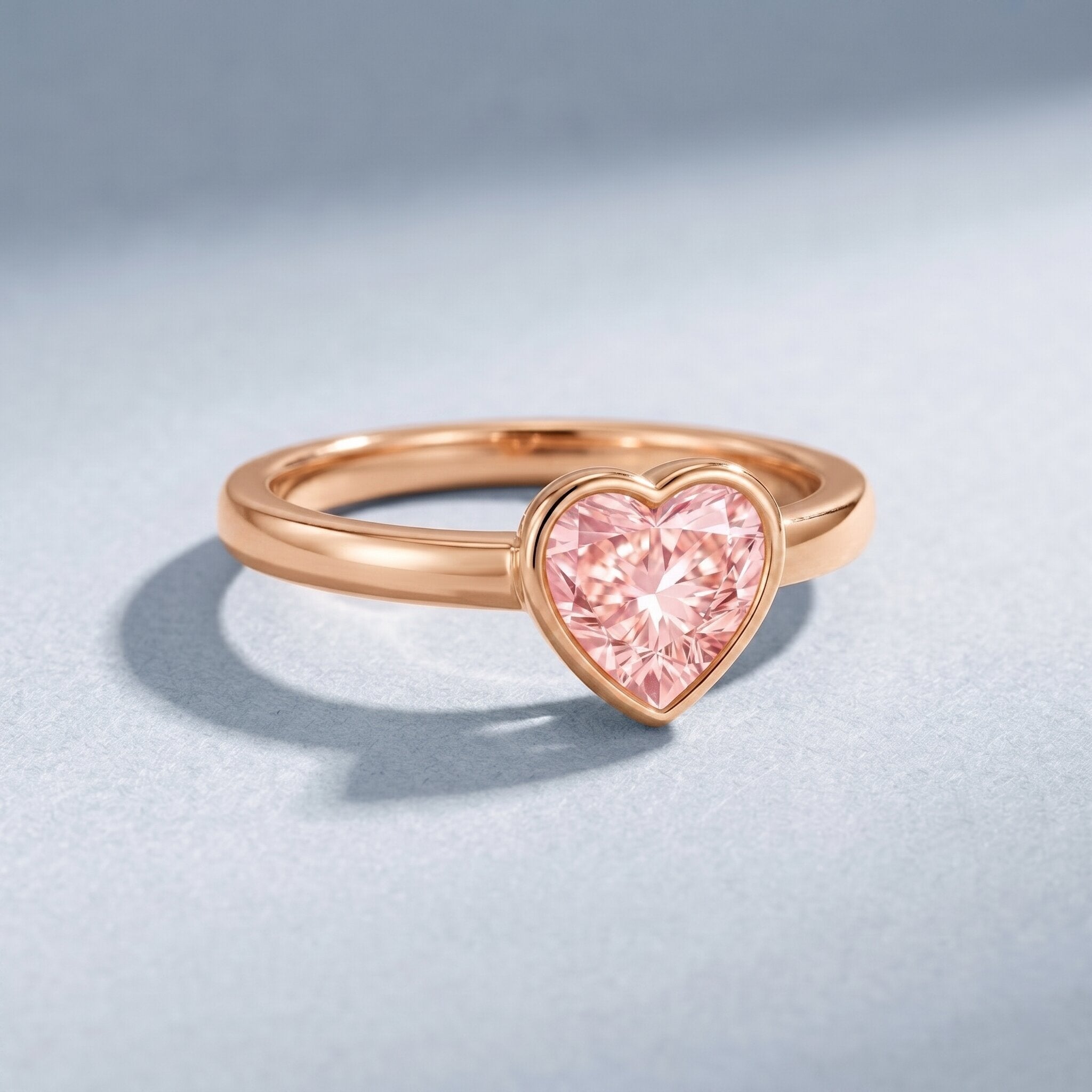 Bezel Set Lab Grown Pink Diamond Solitaire Promise Ring with IGI Certificate Fancy Pink - VS1 - Rosec Jewels