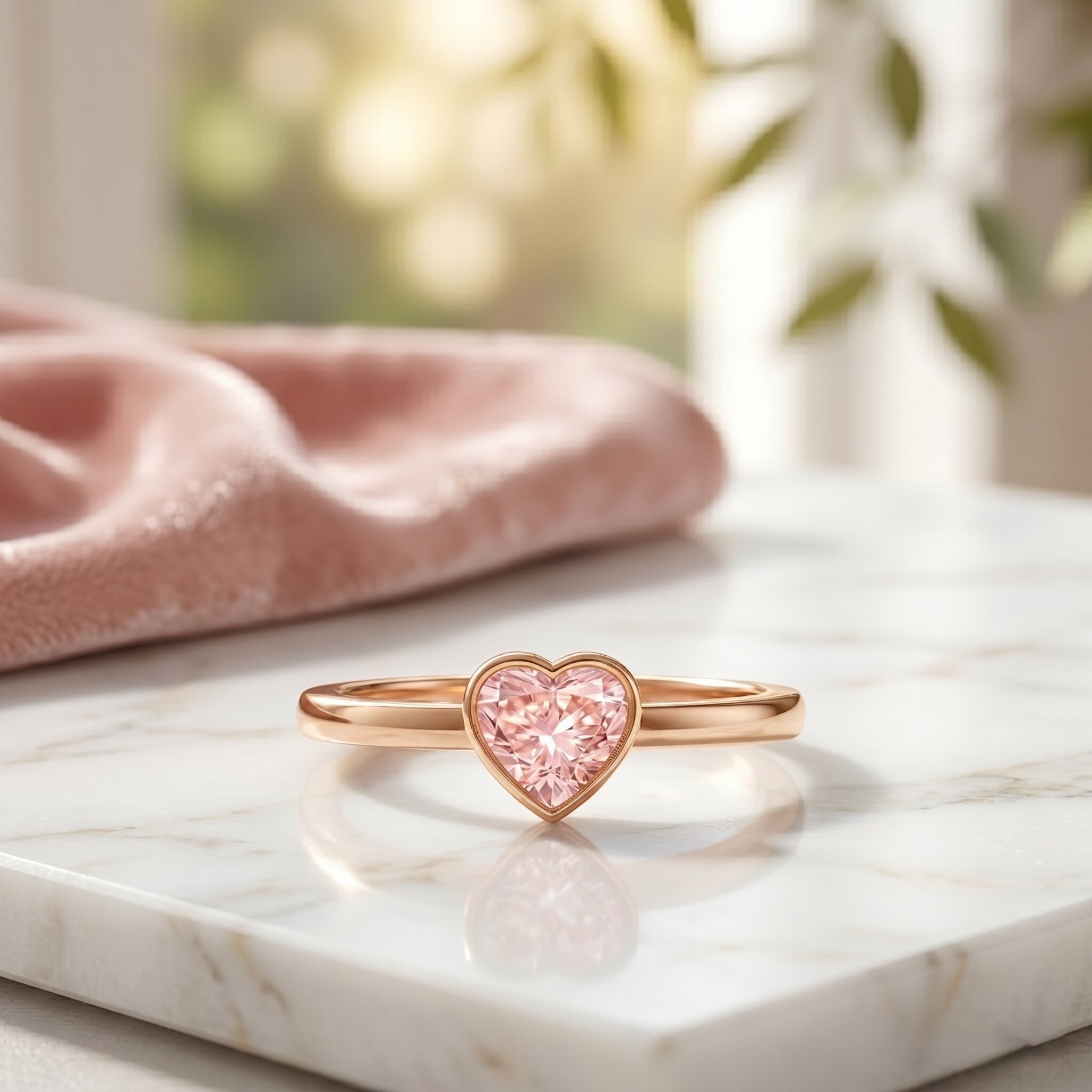 Bezel Set Lab Grown Pink Diamond Solitaire Promise Ring with IGI Certificate Fancy Pink - VS1 - Rosec Jewels