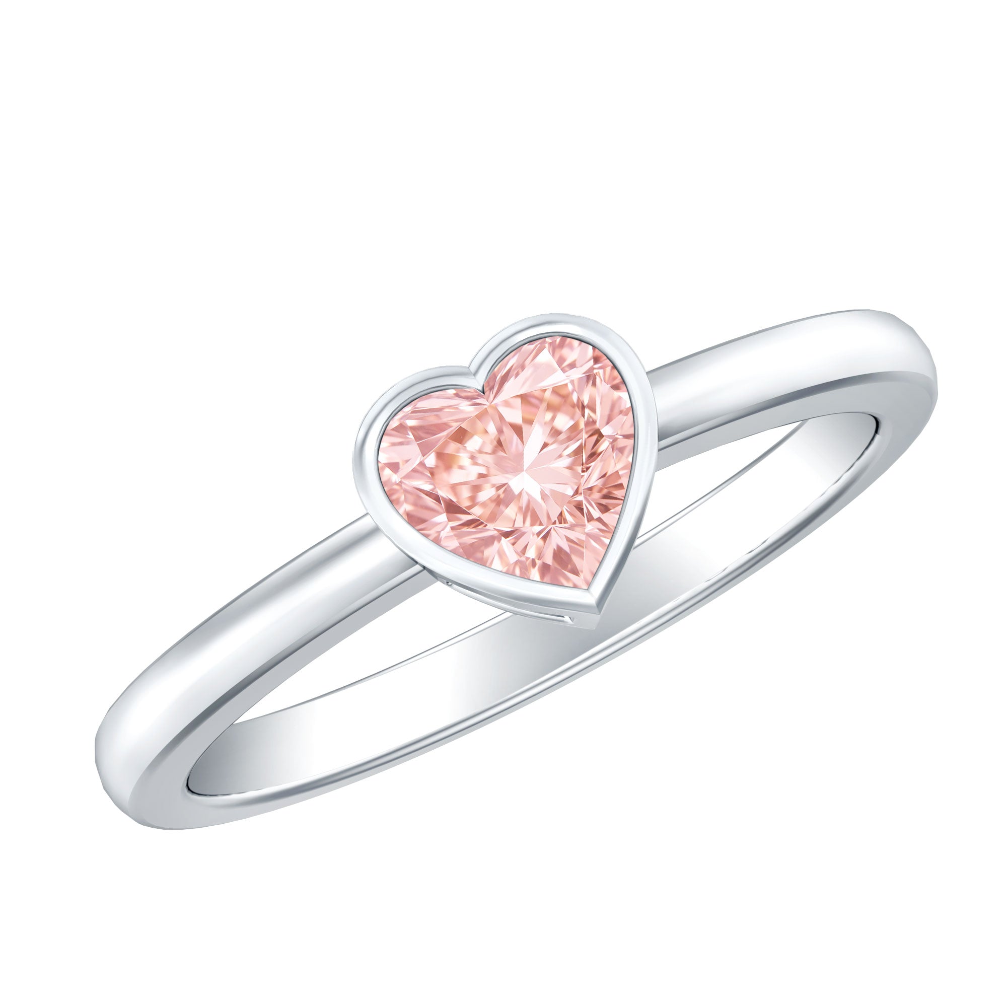 Bezel Set Lab Grown Pink Diamond Solitaire Promise Ring with IGI Certificate Fancy Pink - VS1 - Rosec Jewels