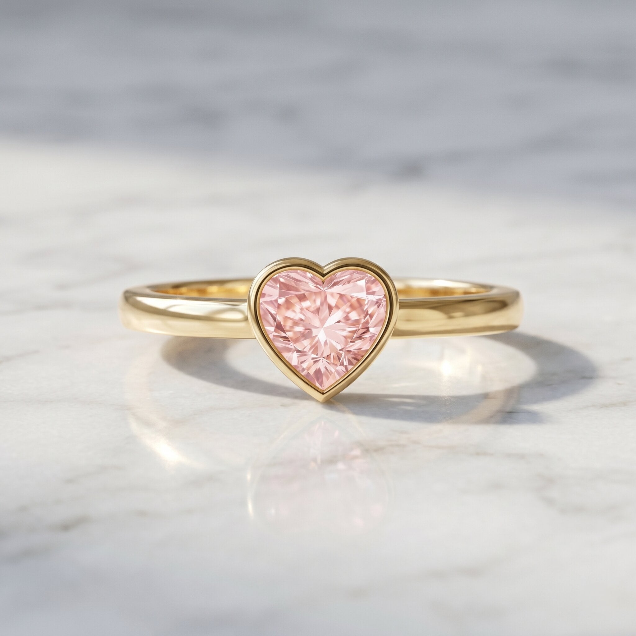 Bezel Set Lab Grown Pink Diamond Solitaire Promise Ring with IGI Certificate Fancy Pink - VS1 - Rosec Jewels
