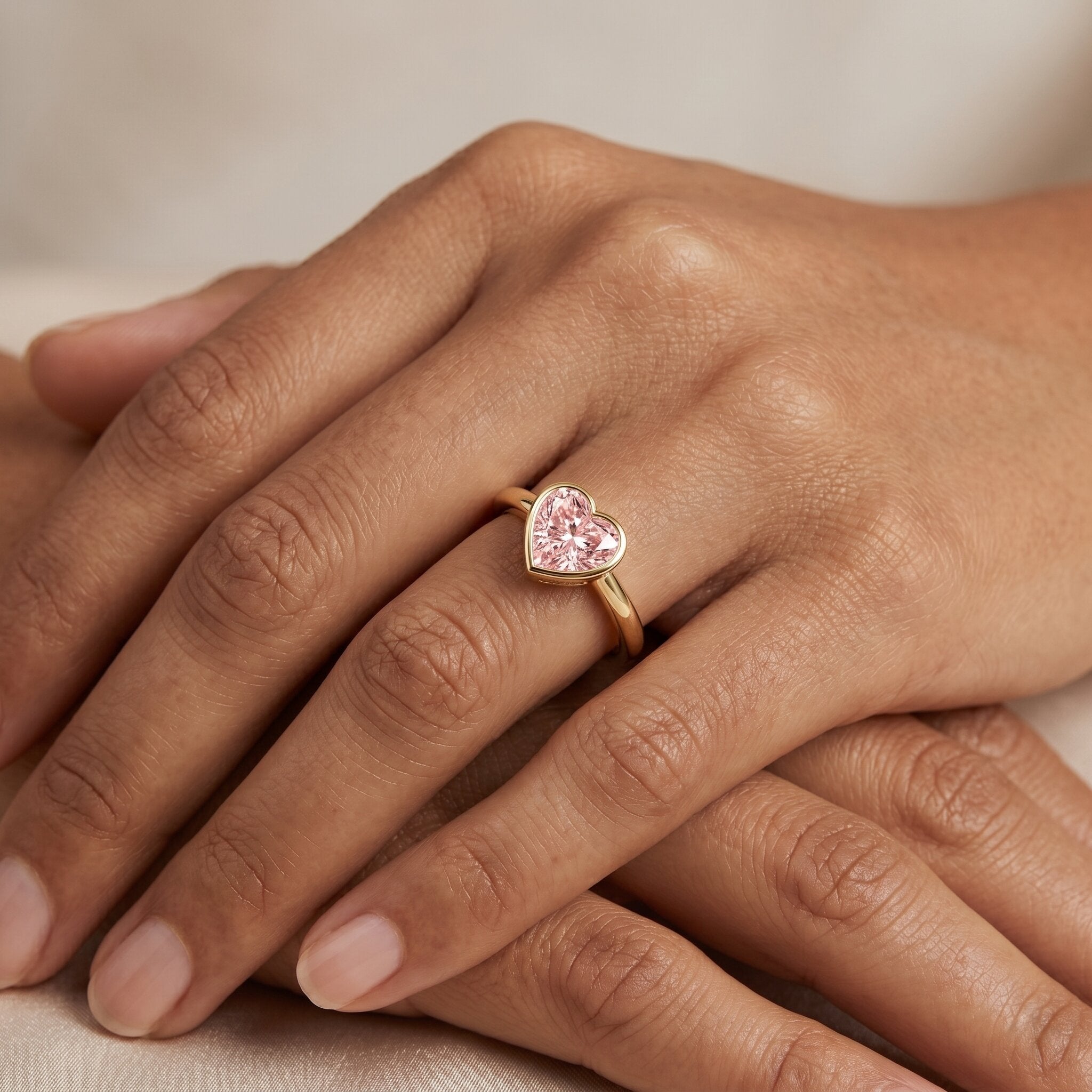 Bezel Set Lab Grown Pink Diamond Solitaire Promise Ring with IGI Certificate Fancy Pink - VS1 - Rosec Jewels