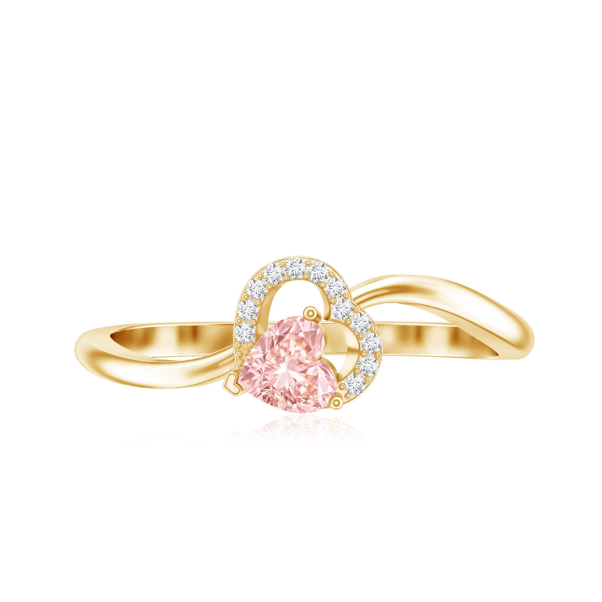 IGI Certified Lab Grown Pink Diamond Heart Promise Ring with Twisted Band Fancy Pink - VS1 - Rosec Jewels