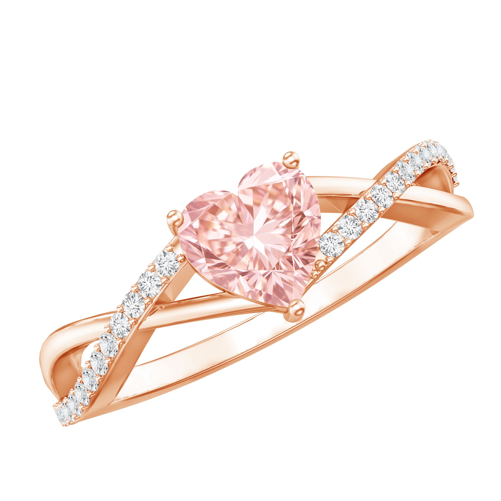 IGI Certified 1 CT Heart Shaped Lab Grown Pink Diamond Infinity Engagement Ring Fancy Pink - VS1 - Rosec Jewels