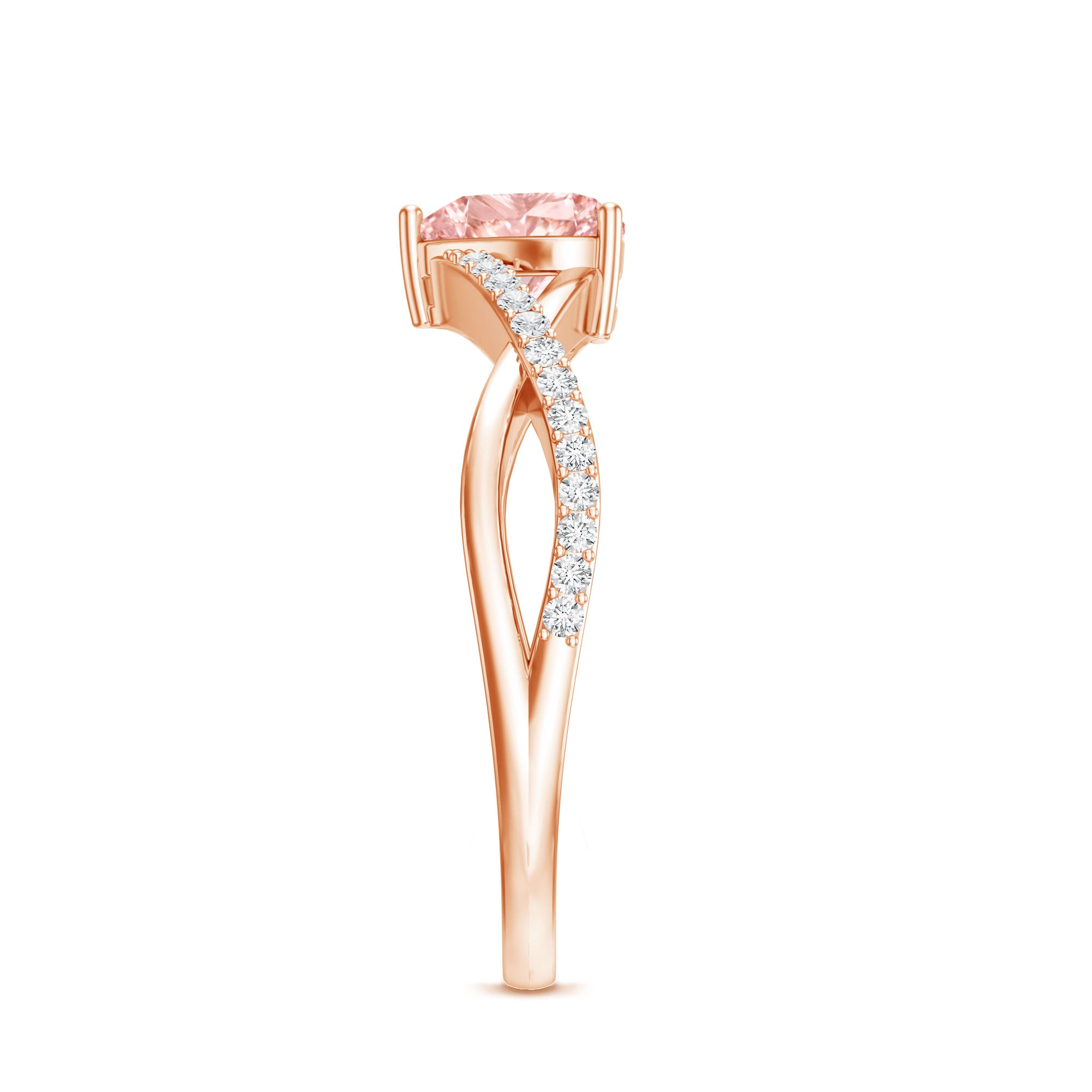IGI Certified 1 CT Heart Shaped Lab Grown Pink Diamond Infinity Engagement Ring Fancy Pink - VS1 - Rosec Jewels