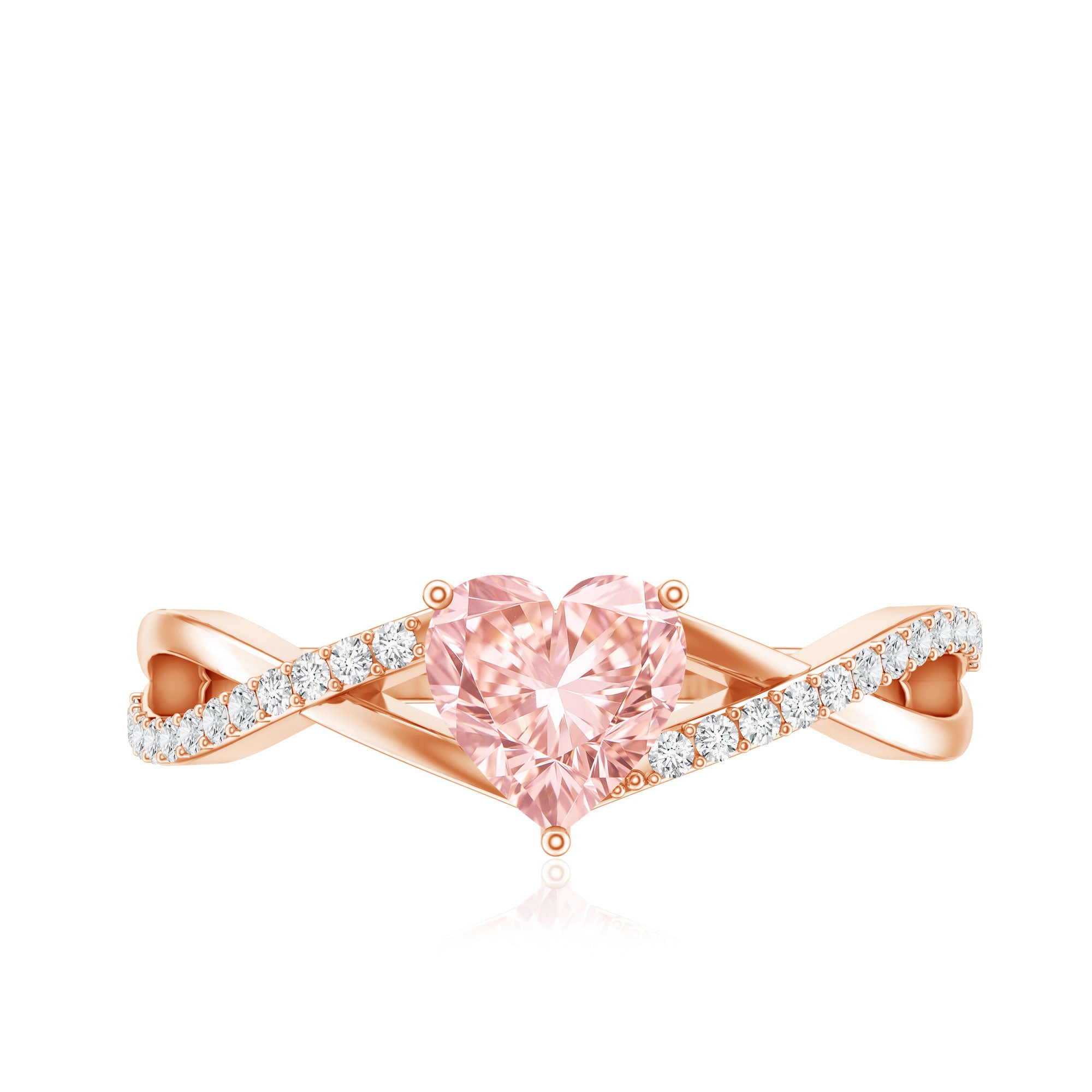 IGI Certified 1 CT Heart Shaped Lab Grown Pink Diamond Infinity Engagement Ring E-VS1 - Rosec Jewels