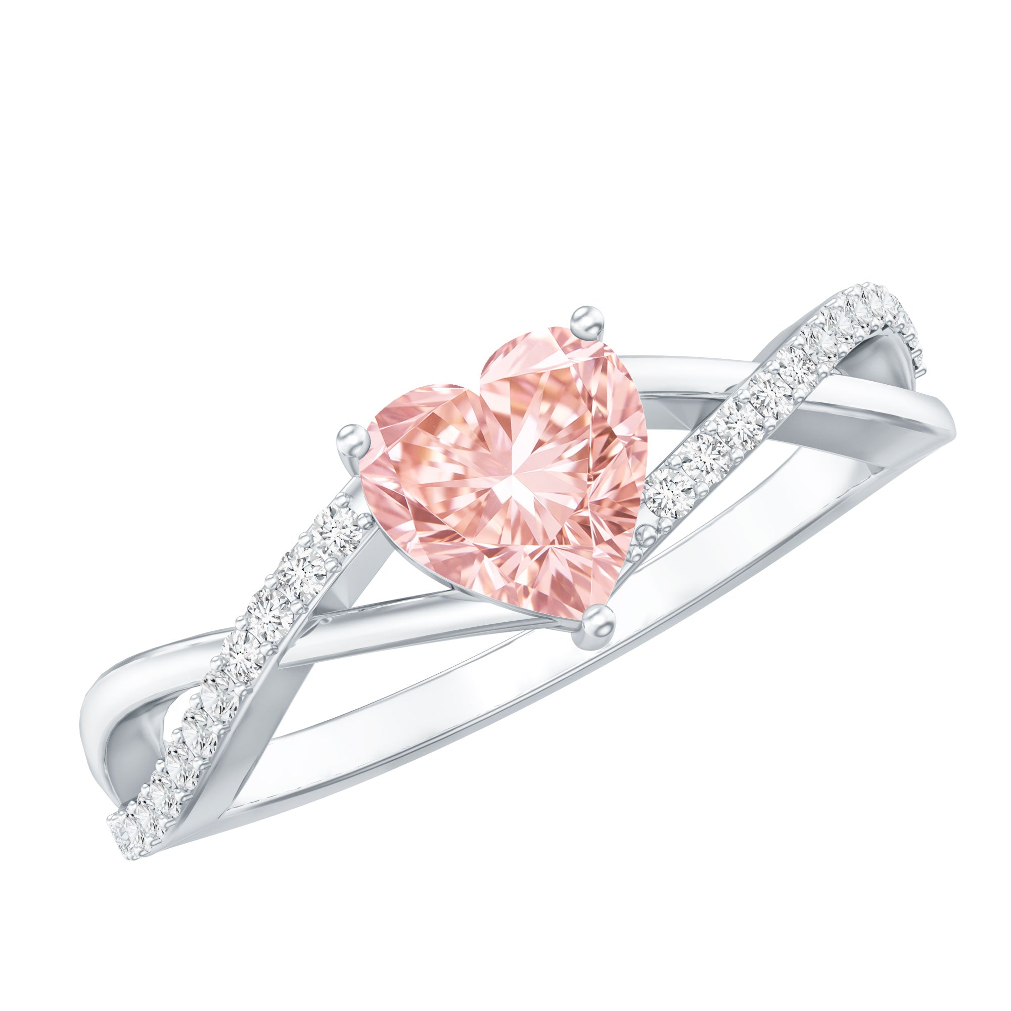 IGI Certified 1 CT Heart Shaped Lab Grown Pink Diamond Infinity Engagement Ring E-VS1 - Rosec Jewels