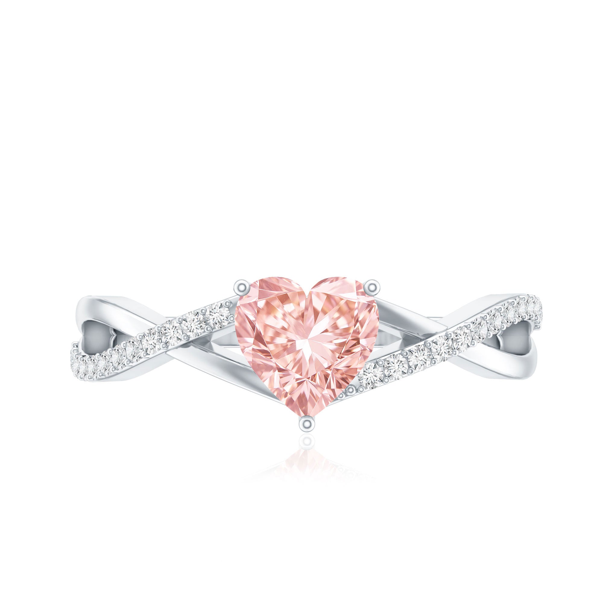 IGI Certified 1 CT Heart Shaped Lab Grown Pink Diamond Infinity Engagement Ring E-VS1 - Rosec Jewels