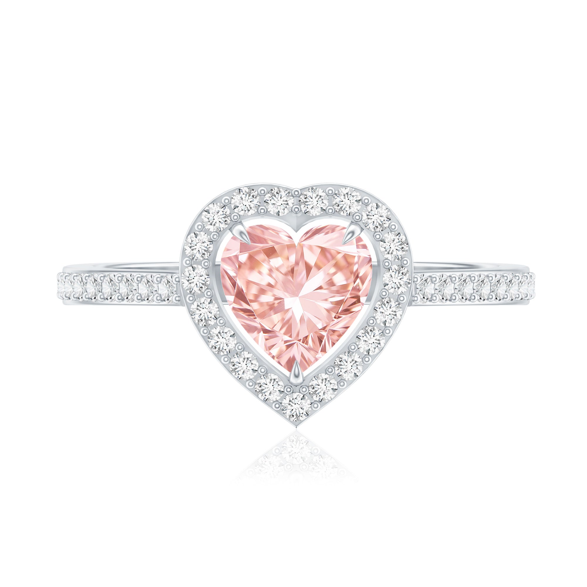Heart Shape 1 CT Lab Grown Pink White Diamond Halo Engagement Ring IGI Certified E-VS1 - Rosec Jewels