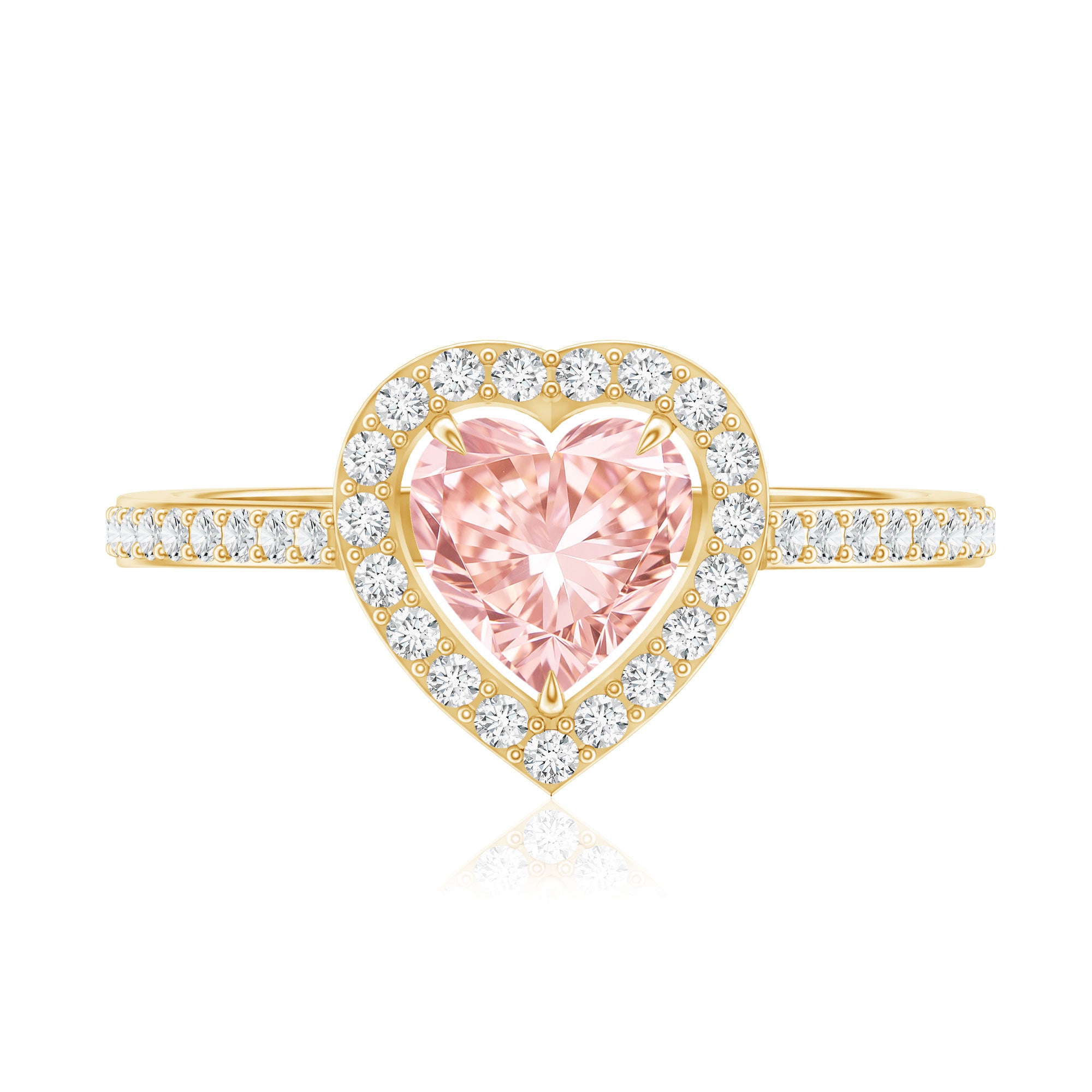 Heart Shape 1 CT Lab Grown Pink White Diamond Halo Engagement Ring IGI Certified E-VS1 - Rosec Jewels