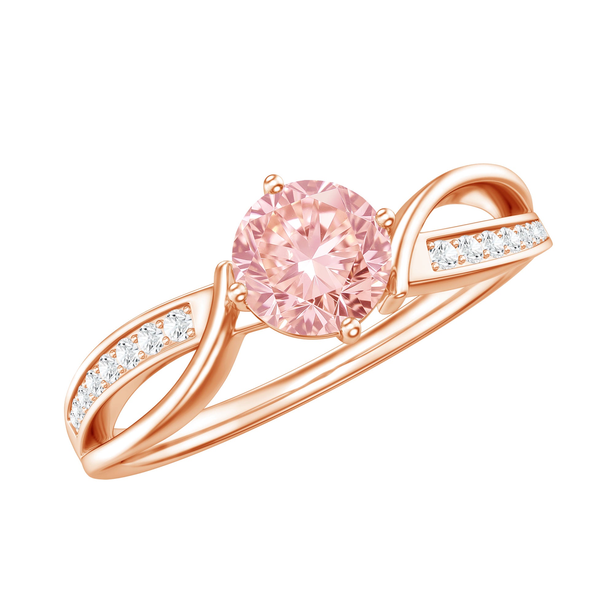 1 CT Lab Grown Pink Diamond Infinity Engagement Ring with IGI Certificate Fancy Pink - VS1 - Rosec Jewels
