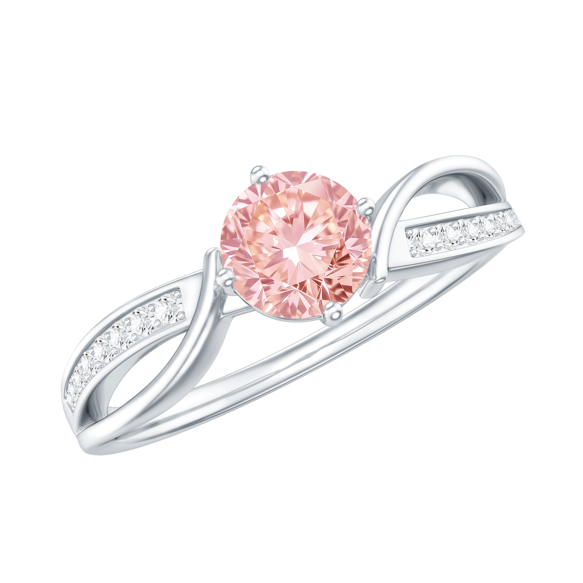 1 CT Lab Grown Pink Diamond Infinity Engagement Ring with IGI Certificate Fancy Pink - VS1 - Rosec Jewels