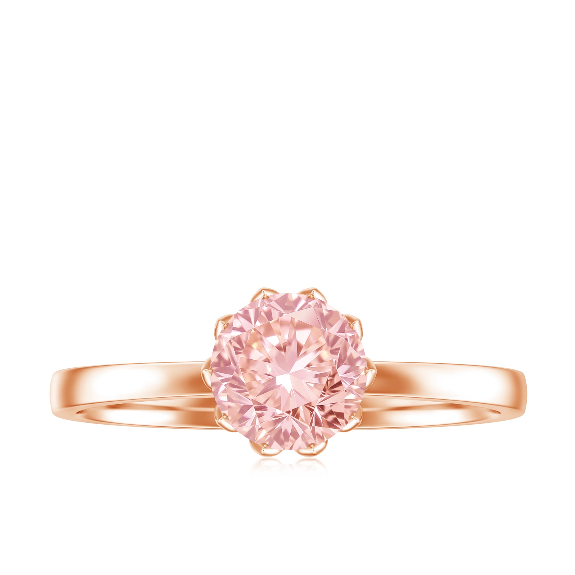 IGI Certified 1 CT Lab Grown Pink Diamond Solitaire Engagement Ring in Lotus Basket Setting Fancy Pink - VS1 - Rosec Jewels