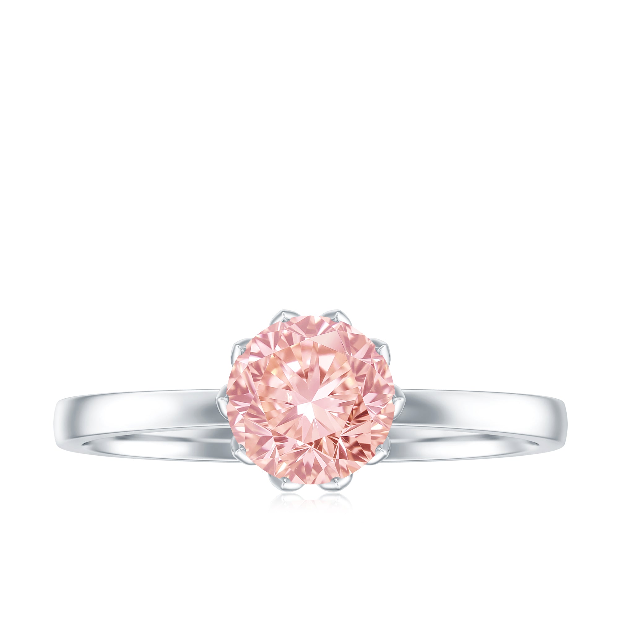 IGI Certified 1 CT Lab Grown Pink Diamond Solitaire Engagement Ring in Lotus Basket Setting Fancy Pink - VS1 - Rosec Jewels
