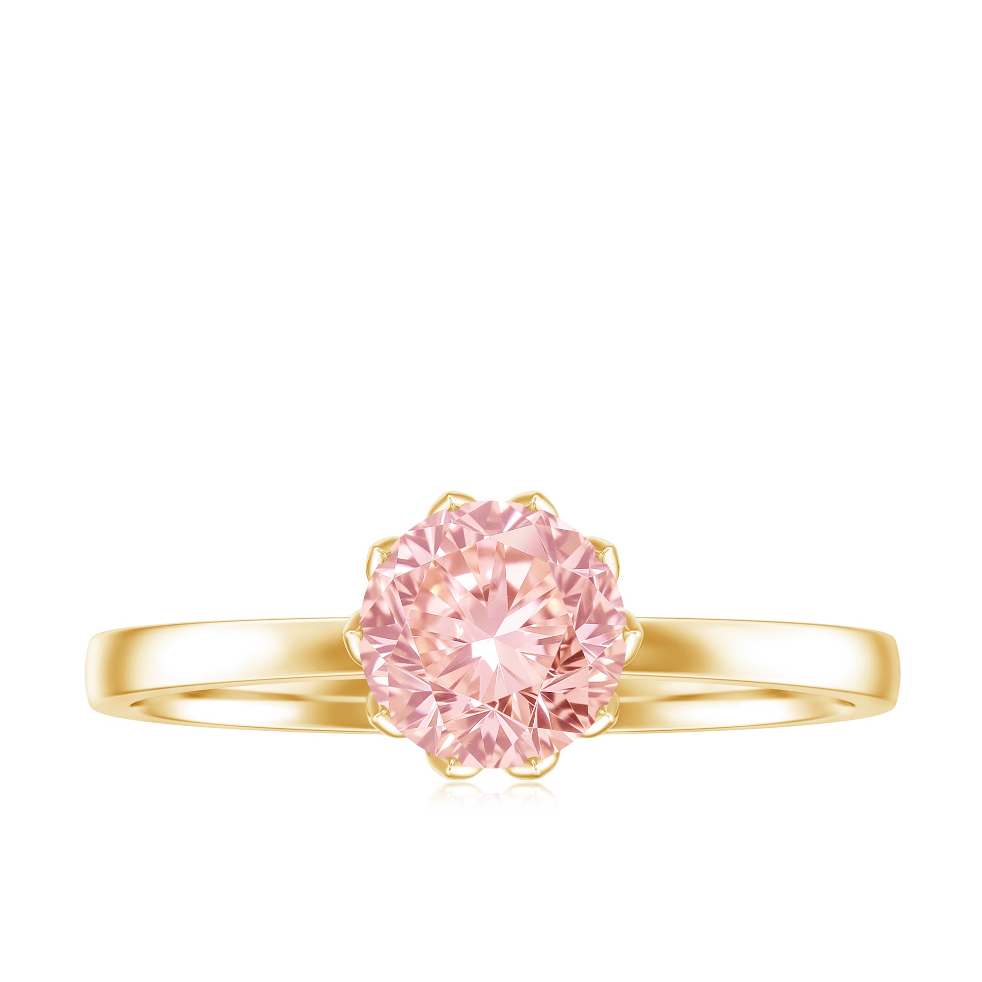 IGI Certified 1 CT Lab Grown Pink Diamond Solitaire Engagement Ring in Lotus Basket Setting E-VS1 - Rosec Jewels
