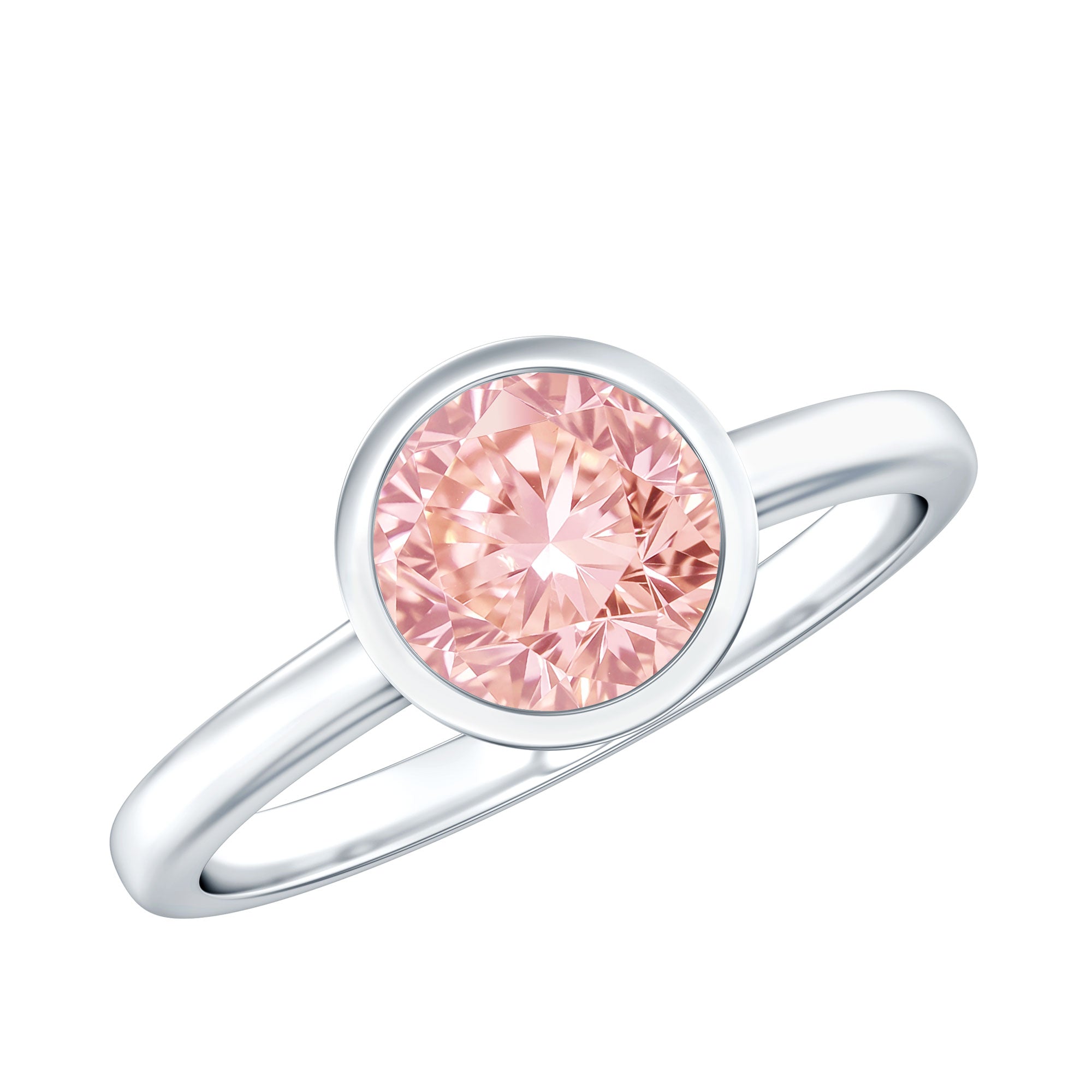 1 CT Lab Grown Pink Diamond Bezel Set Engagement Ring with IGI Certificate VVS - Rosec Jewels