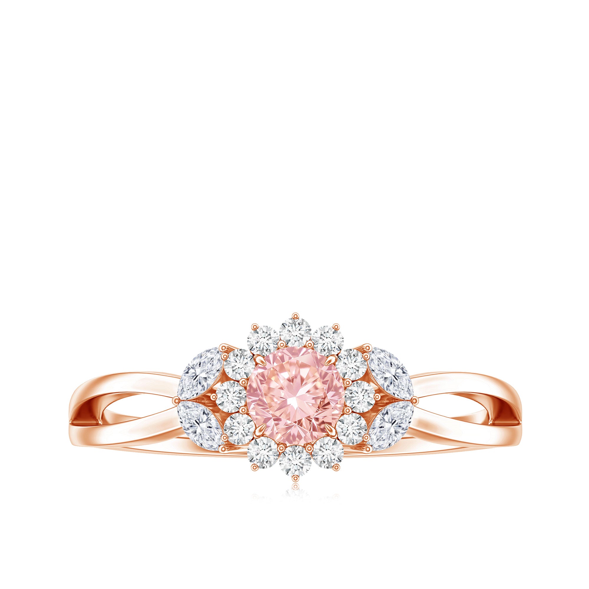 Lab Grown Pink and White Diamond Flower Engagement Ring IGI Certified E-VS1 - Rosec Jewels