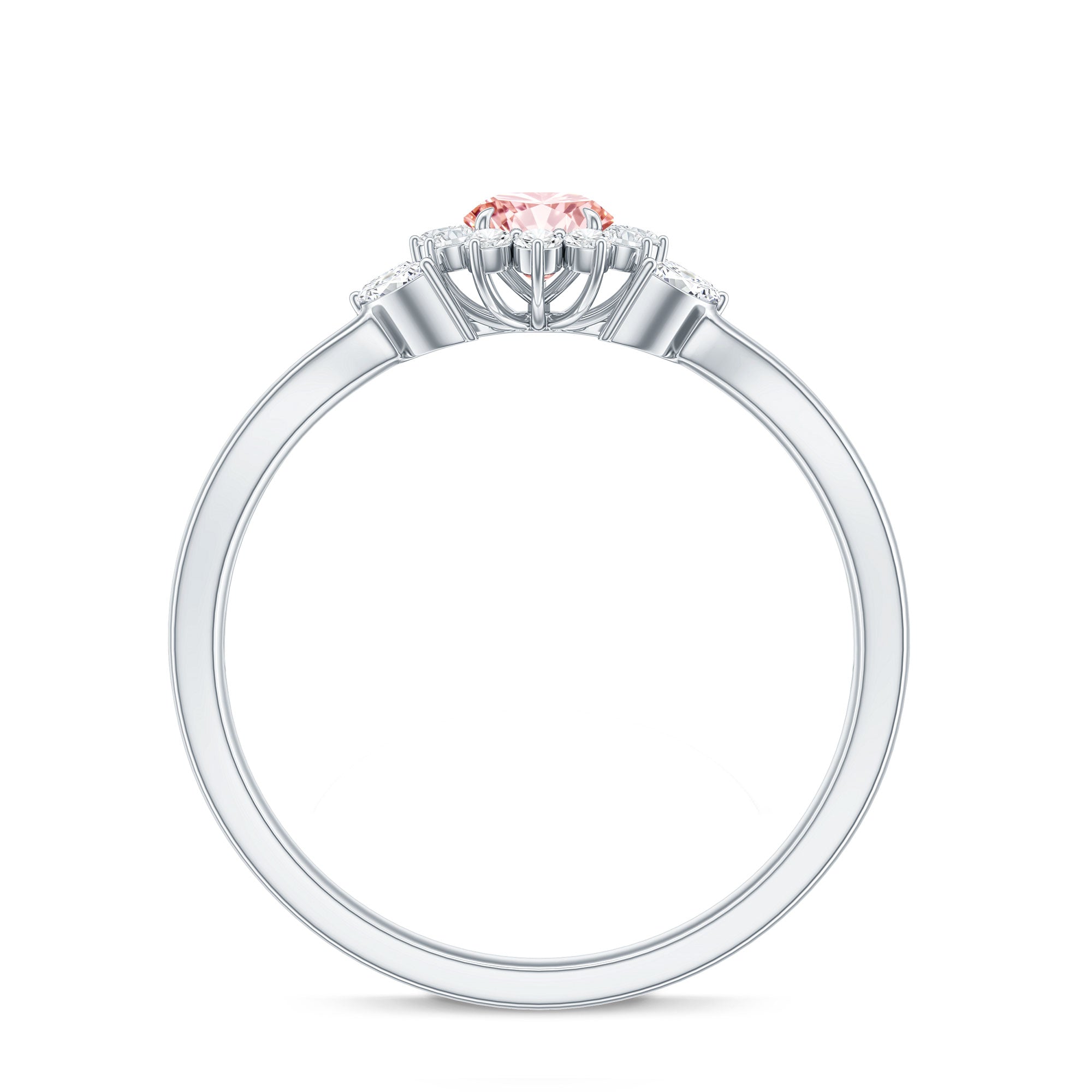 Lab Grown Pink and White Diamond Flower Engagement Ring IGI Certified E-VS1 - Rosec Jewels