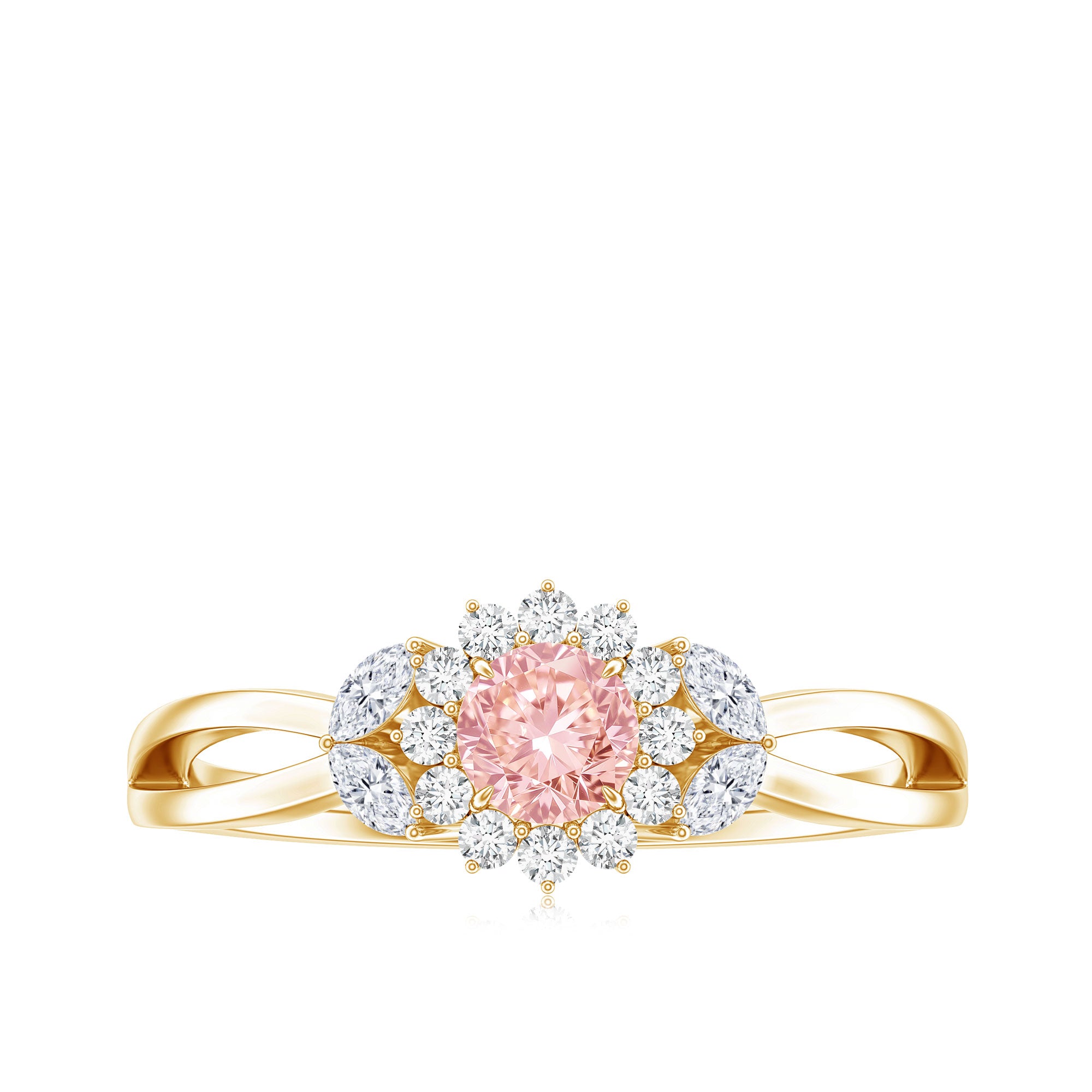 Lab Grown Pink and White Diamond Flower Engagement Ring IGI Certified E-VS1 - Rosec Jewels