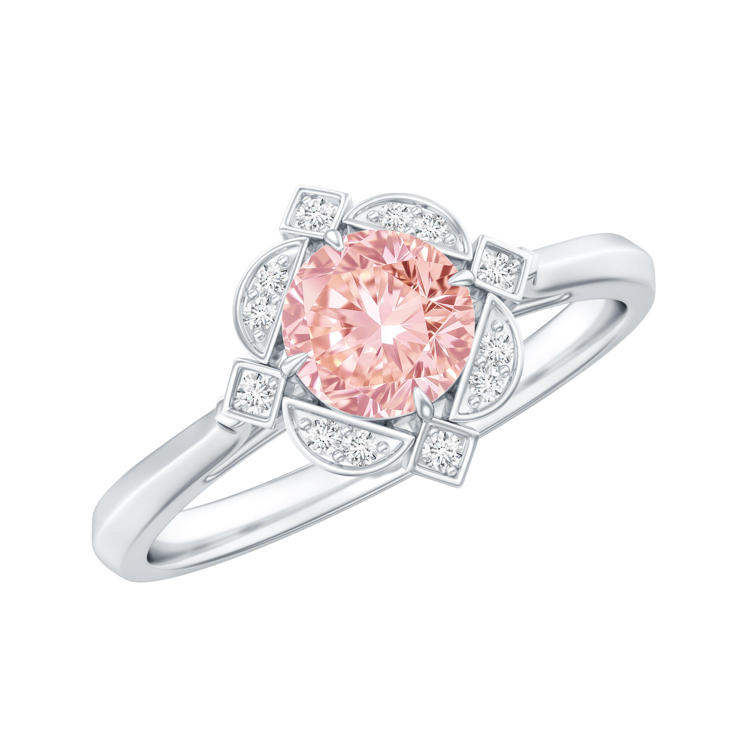 Vintage Inspired Lab Grown Pink Diamond Engagement Ring with IGI Certificate Fancy Pink - VS1 - Rosec Jewels