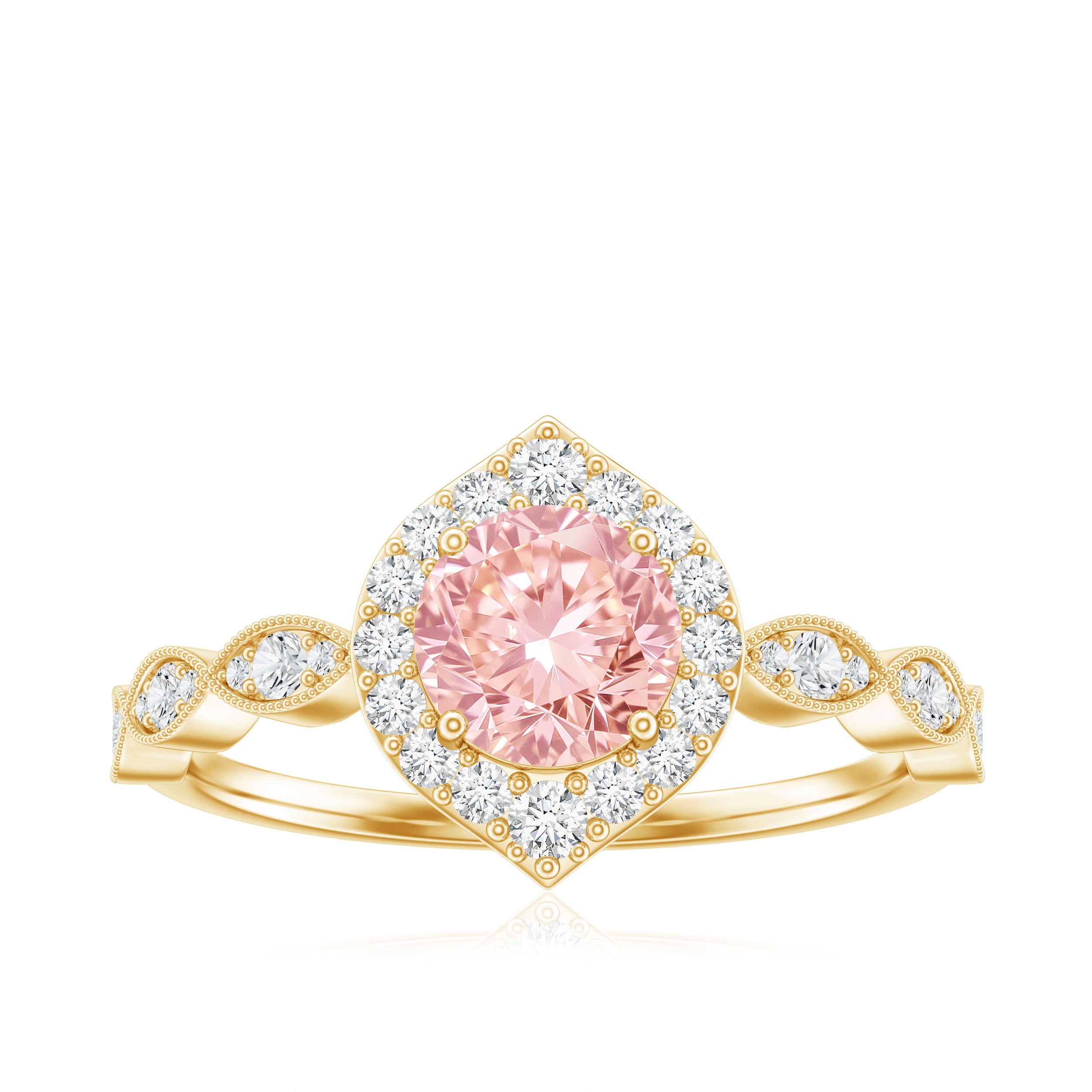 IGI Certified Lab Grown Pink White Diamond Designer Engagement Ring Fancy Pink - VS1 - Rosec Jewels