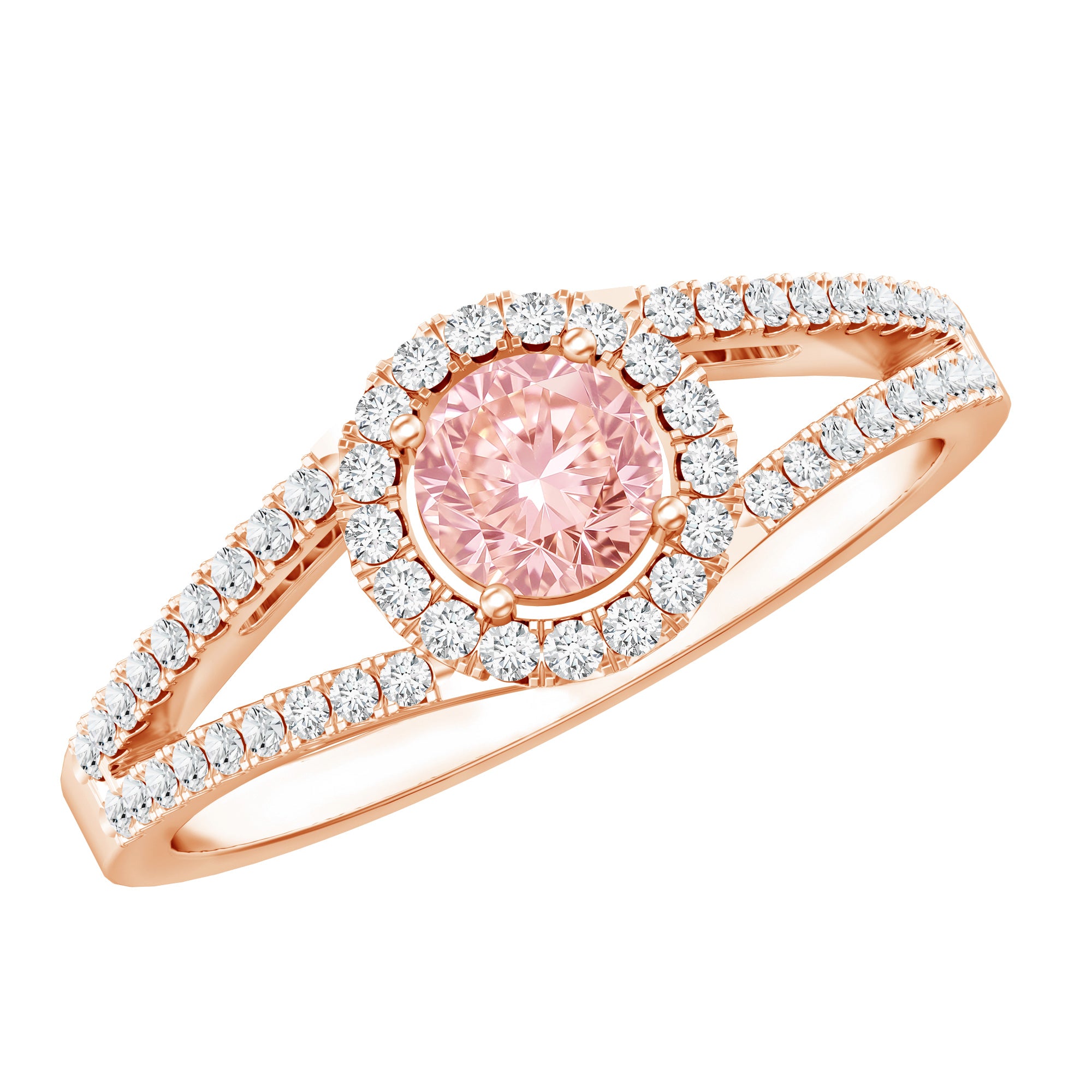 IGI Certified 1 CT Pink Lab Grown Diamond Halo Engagement Ring Fancy Pink - VS1 - Rosec Jewels