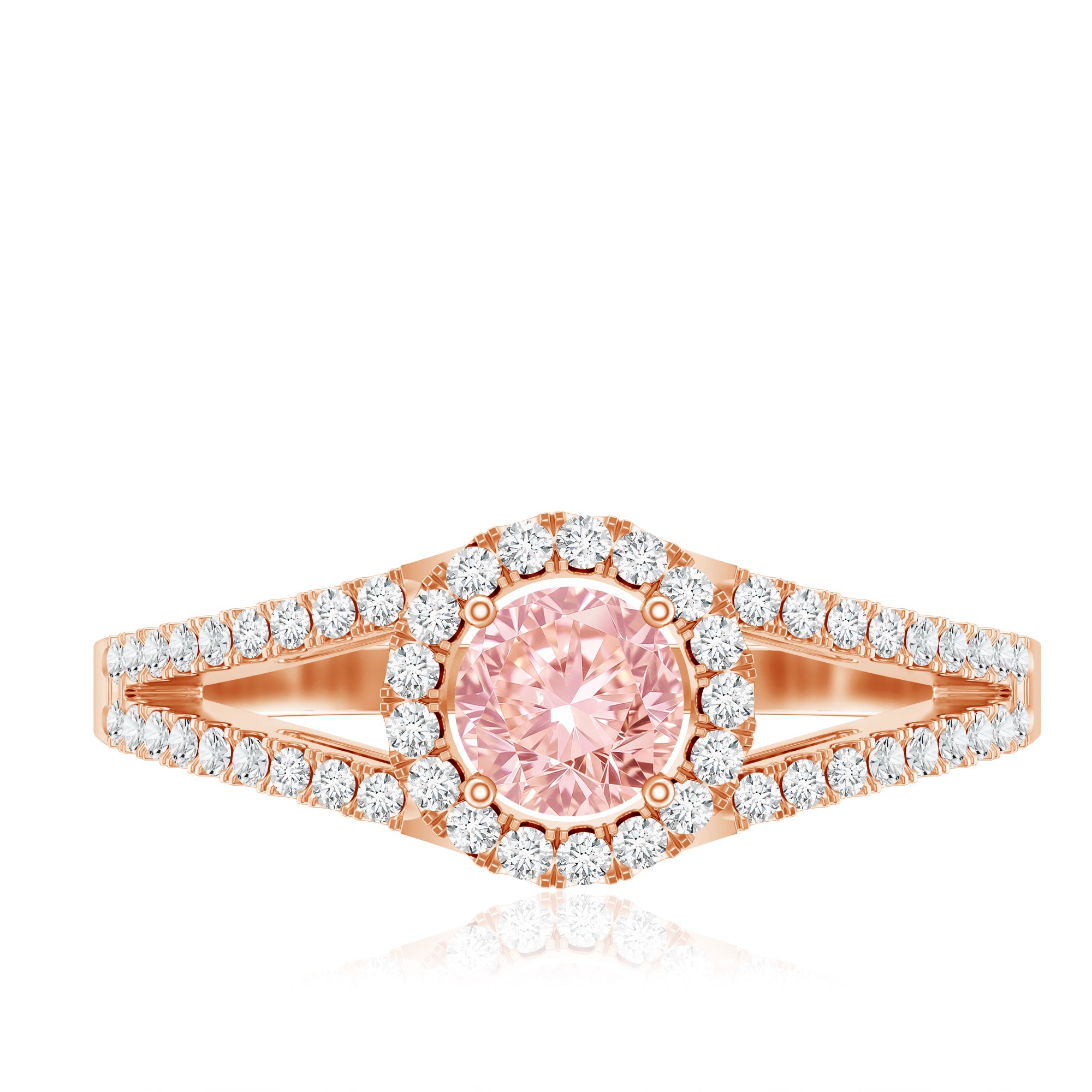 IGI Certified 1 CT Pink Lab Grown Diamond Halo Engagement Ring E-VS1 - Rosec Jewels