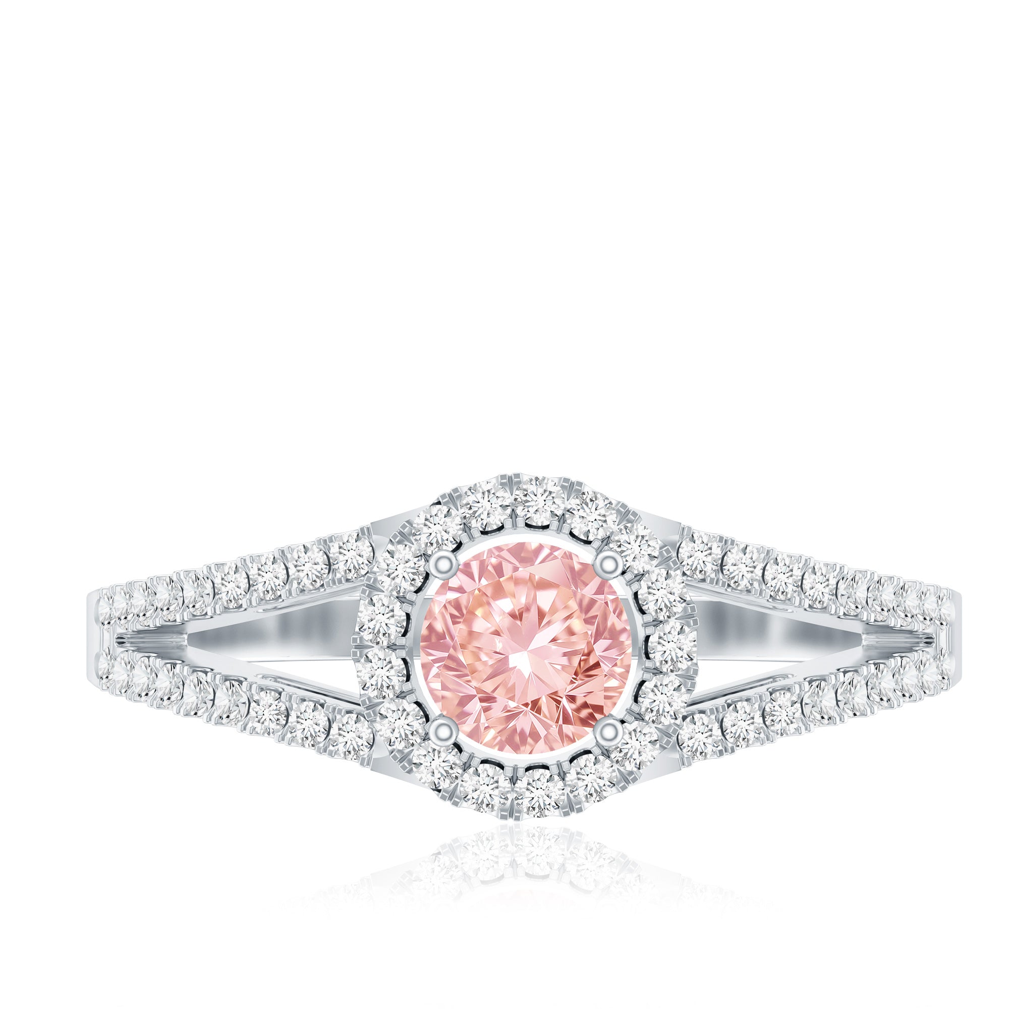 IGI Certified 1 CT Pink Lab Grown Diamond Halo Engagement Ring E-VS1 - Rosec Jewels