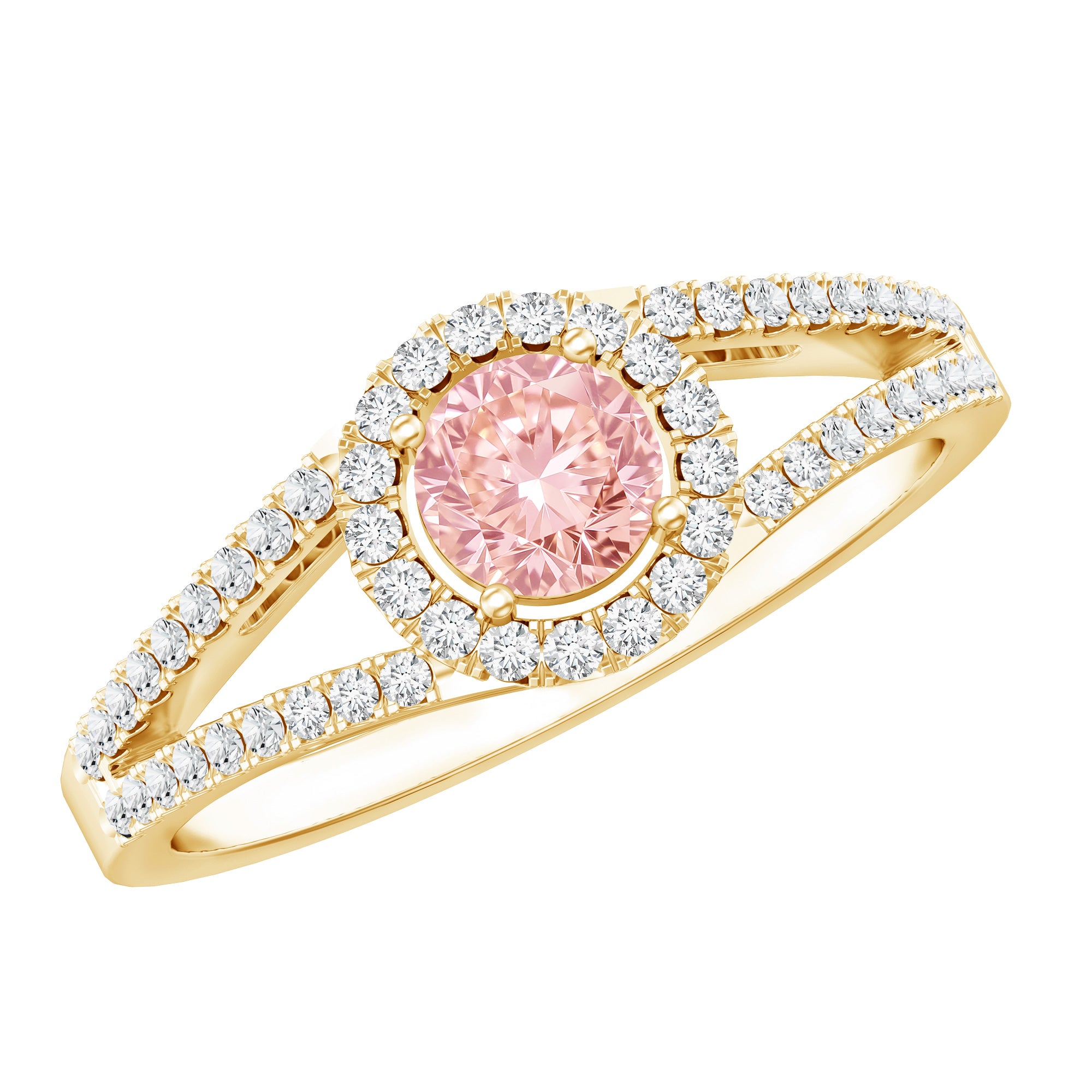 IGI Certified 1 CT Pink Lab Grown Diamond Halo Engagement Ring Fancy Pink - VS1 - Rosec Jewels