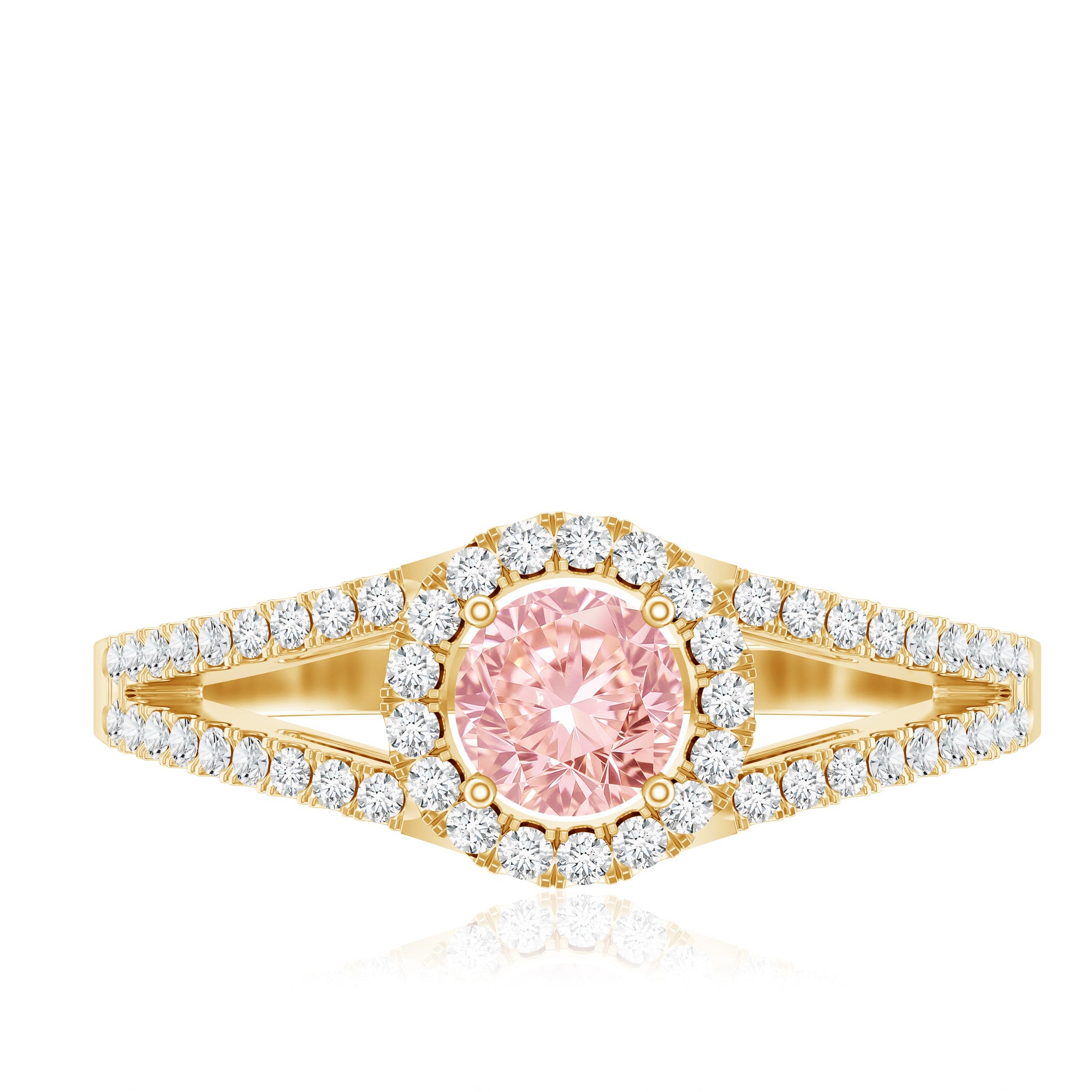 IGI Certified 1 CT Pink Lab Grown Diamond Halo Engagement Ring E-VS1 - Rosec Jewels