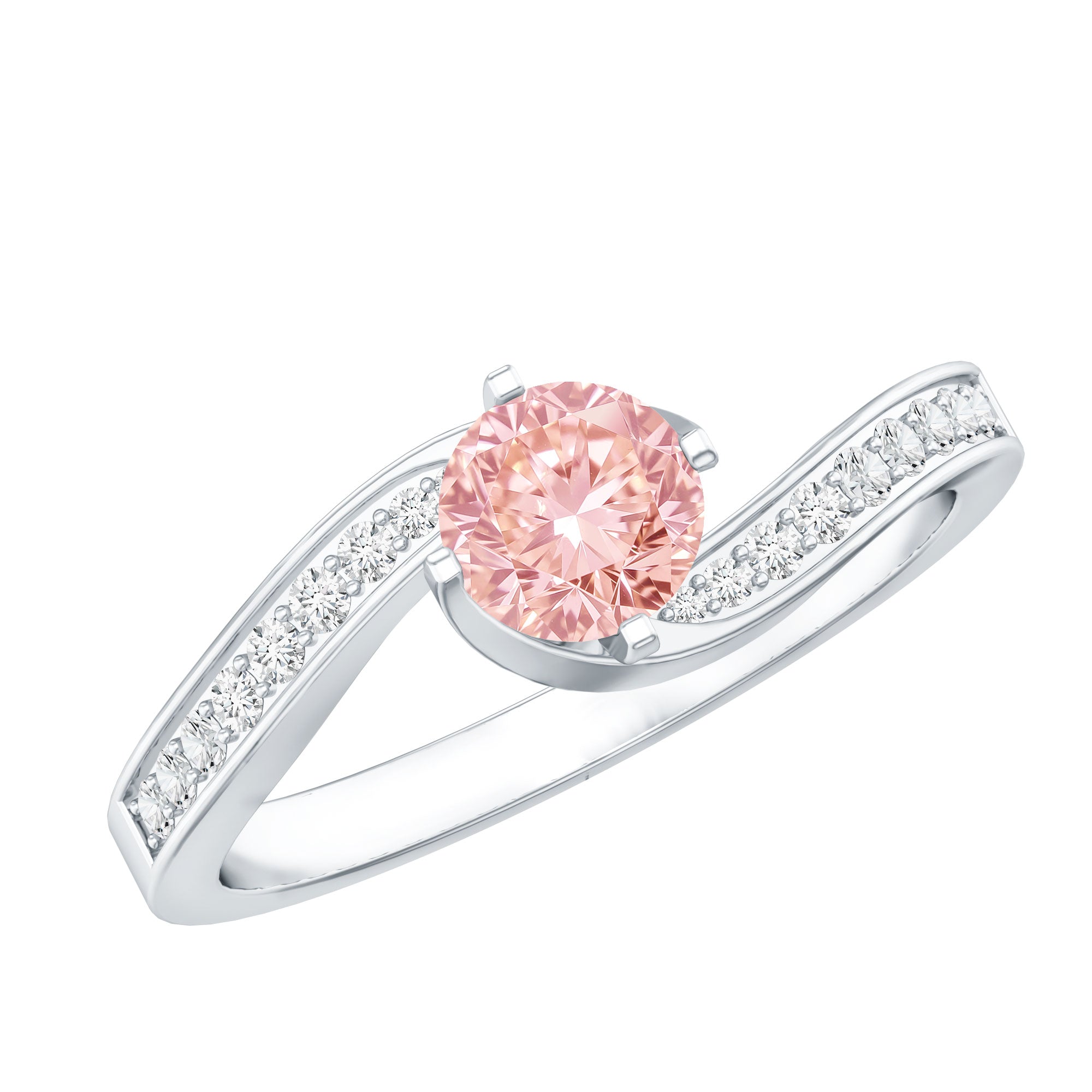 Lab Grown Pink Diamond Bypass Engagement Ring with IGI Certificate Fancy Pink - VS1 - Rosec Jewels