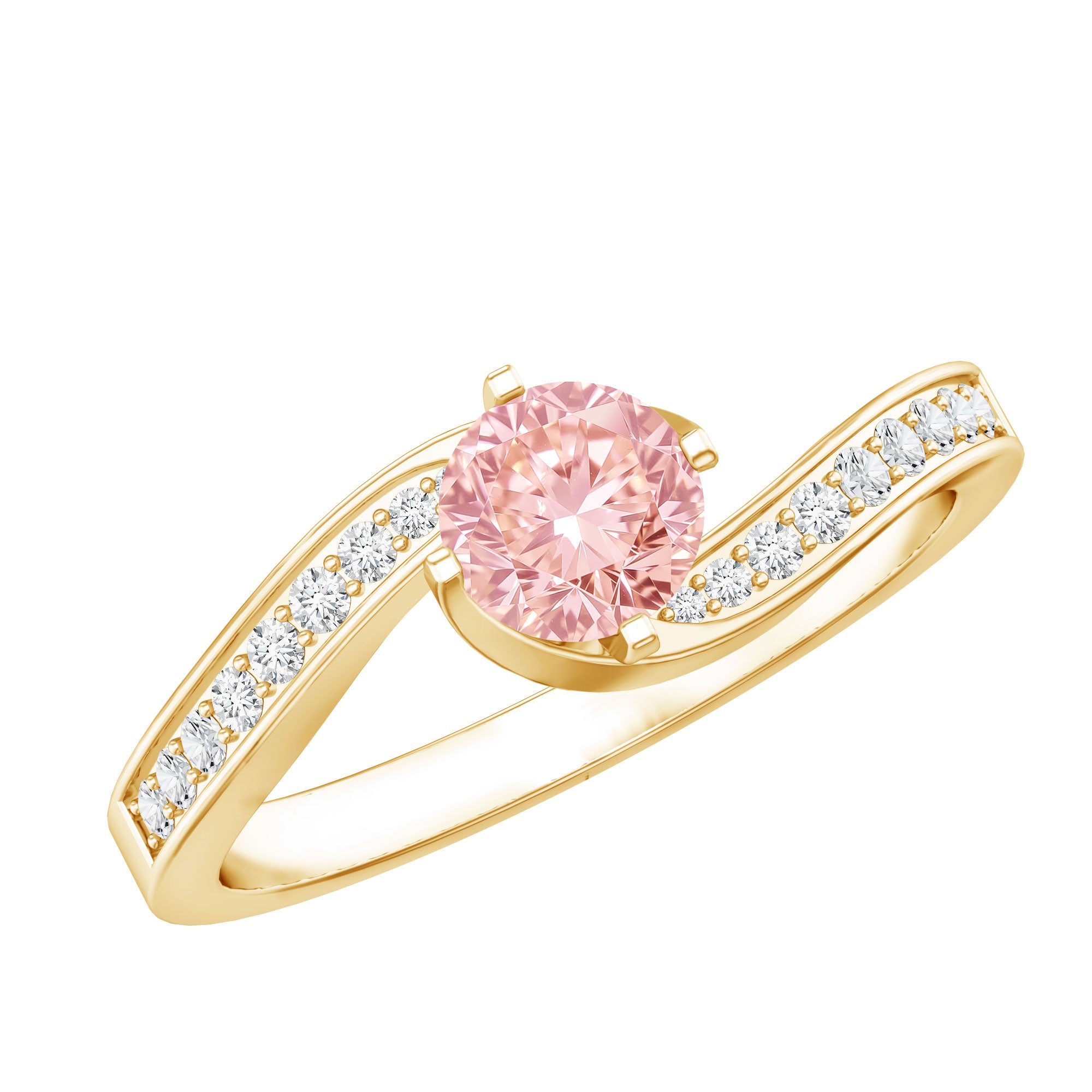 Lab Grown Pink Diamond Bypass Engagement Ring with IGI Certificate Fancy Pink - VS1 - Rosec Jewels